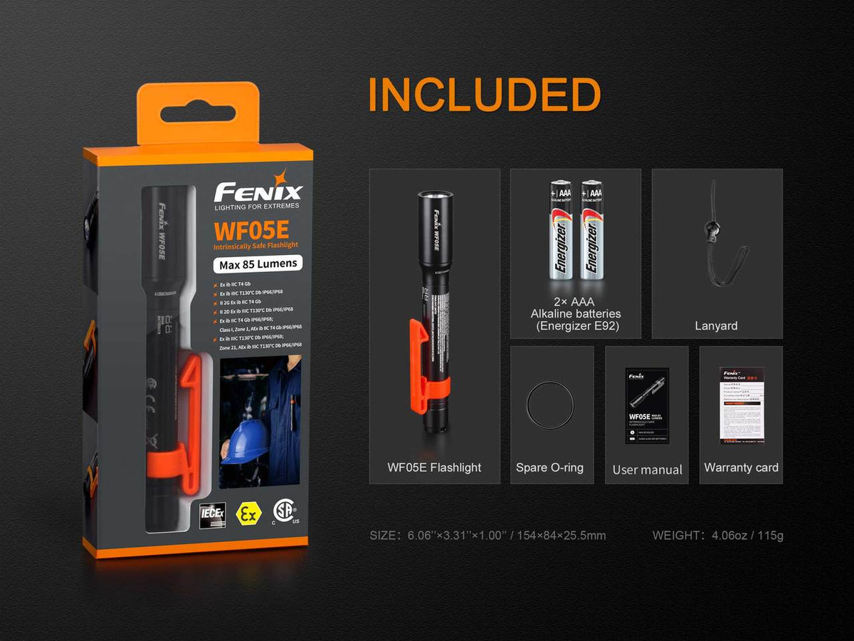 Fenix WF05E Intrinsically Safe Flashlight - Energize Trek