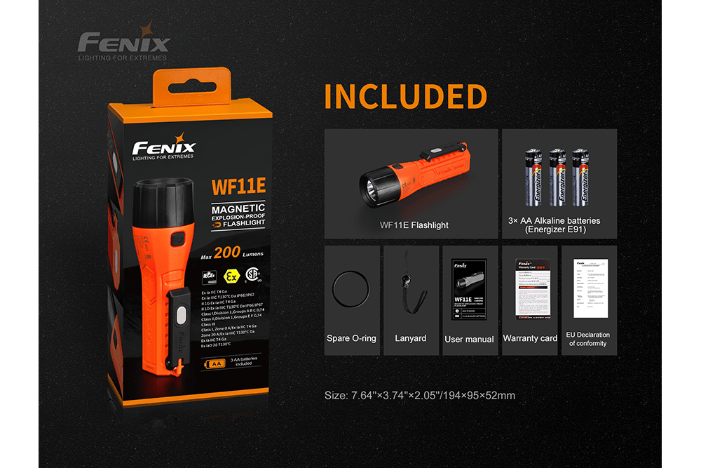 Fenix WF11E Intrinsically Safe Flashlight - Energize Trek