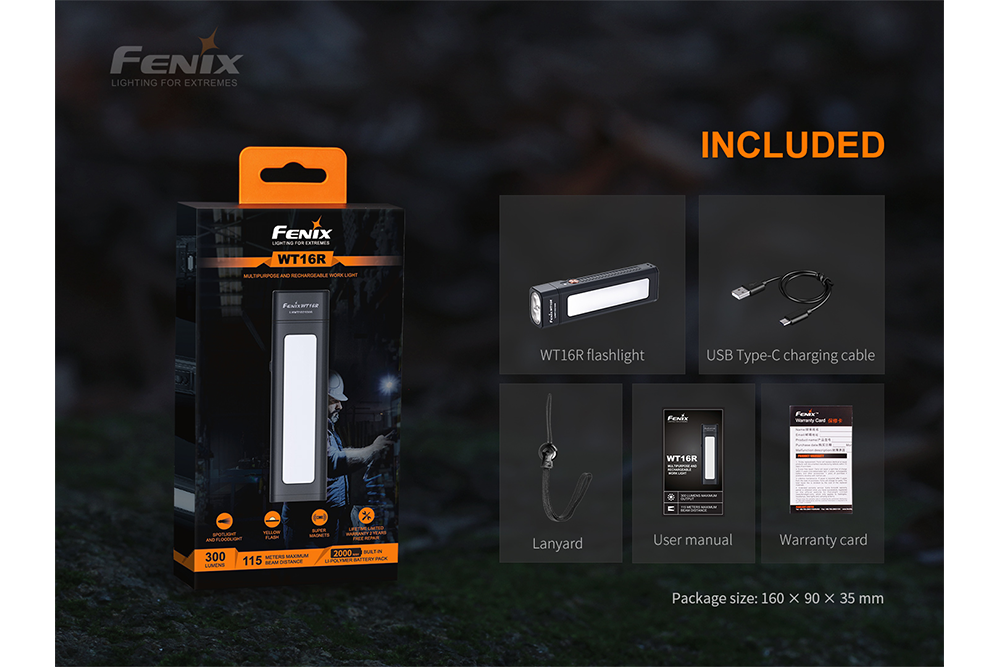 Fenix WT16R Rechargeable Work Light - Energize Trek