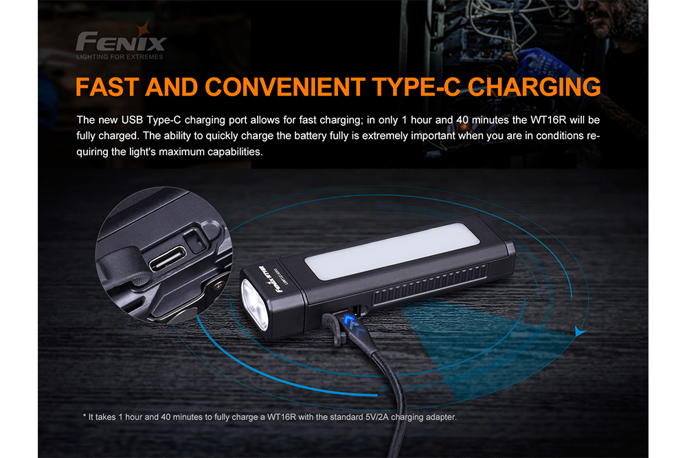 Fenix WT16R Rechargeable Work Light - Energize Trek