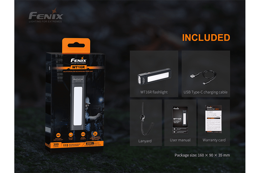 Fenix WT16R Rechargeable Work Light - Energize Trek