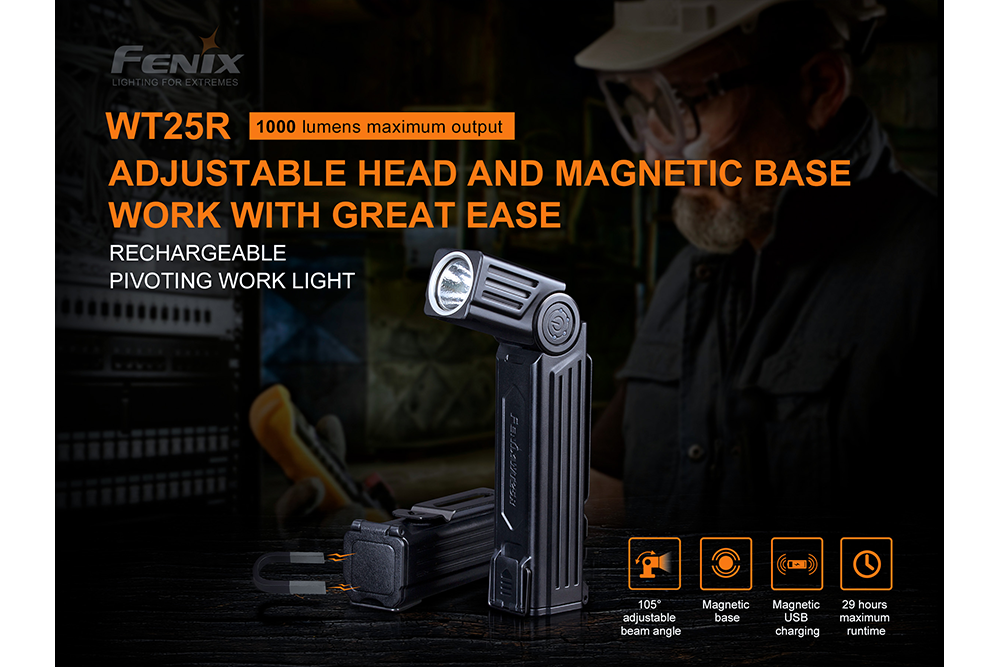 Fenix WT25R Adjustable Head LED Flashlight - 1000 Lumens - Energize Trek