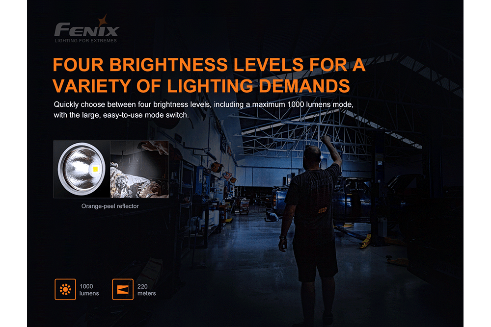 Fenix WT25R Adjustable Head LED Flashlight - 1000 Lumens - Energize Trek