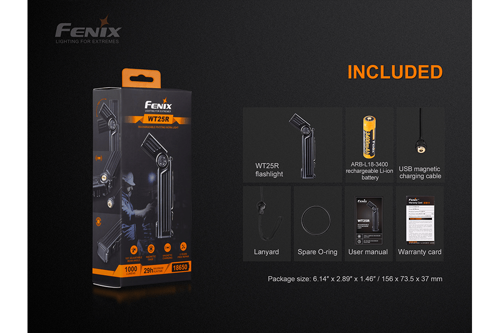 Fenix WT25R Adjustable Head LED Flashlight - 1000 Lumens - Energize Trek