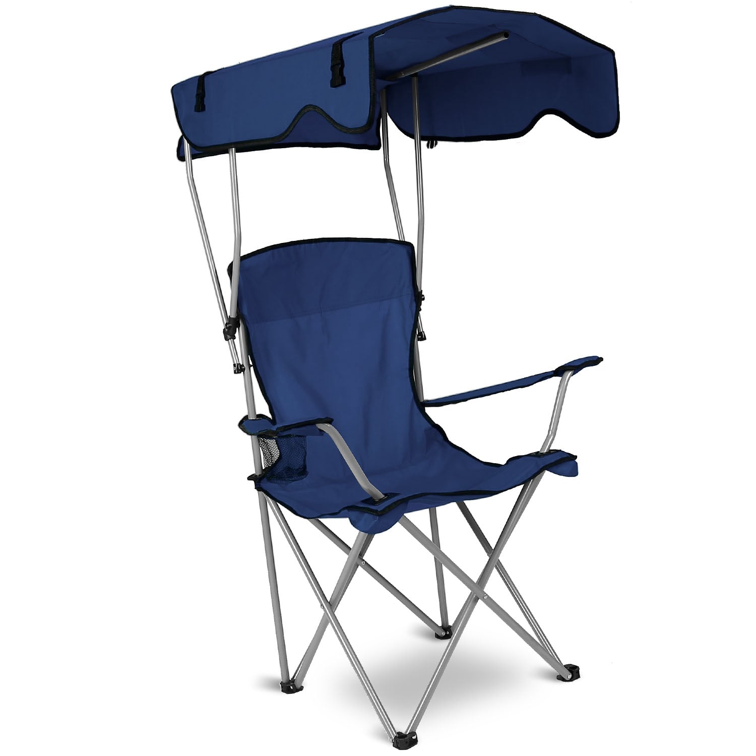 Foldable Beach Canopy Chair Sun Protection Camping Lawn Canopy Chair 330LBS Load Folding Seat w/ Cup Holder For Beach Poolside Travel Picnic - Energize Trek