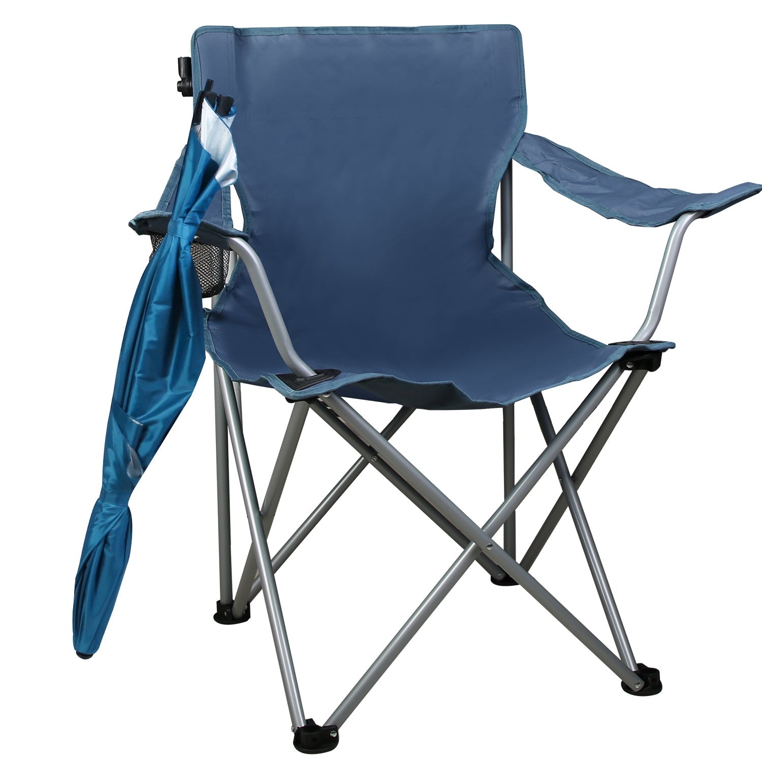 Foldable Beach Chair with Detachable Umbrella Armrest Adjustable Canopy Stool with Cup Holder Carry Bag for Camping Poolside Travel Picnic Lawn Chair - Energize Trek