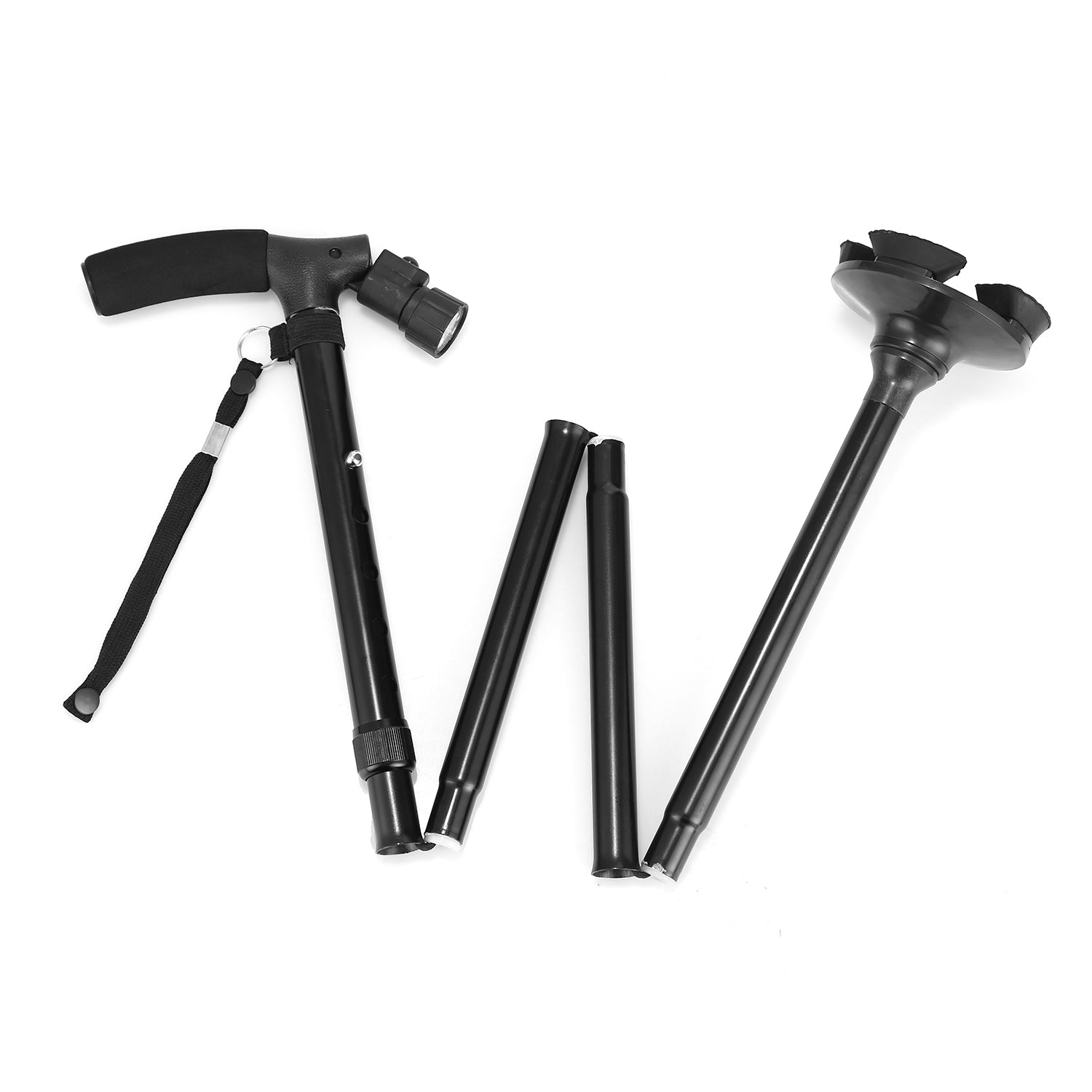 Foldable Canes Walking Cane w/LED Light Portable Walking Stick Adjustable Height Aluminum Walking Aid Stick for Men Women - Energize Trek
