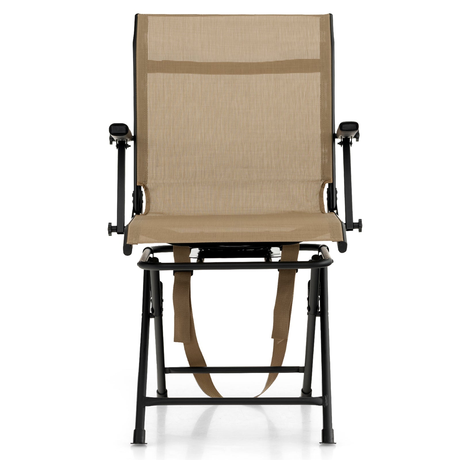 Foldable Swivel Patio Chair with Armrest and Mesh Back - Energize Trek