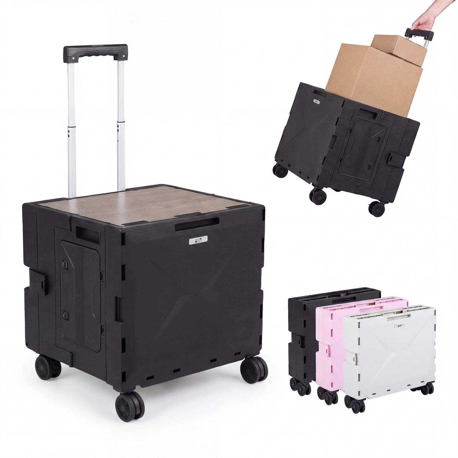 Foldable Utility Cart on 4 Rotate Wheels with Cup Holder - Energize Trek