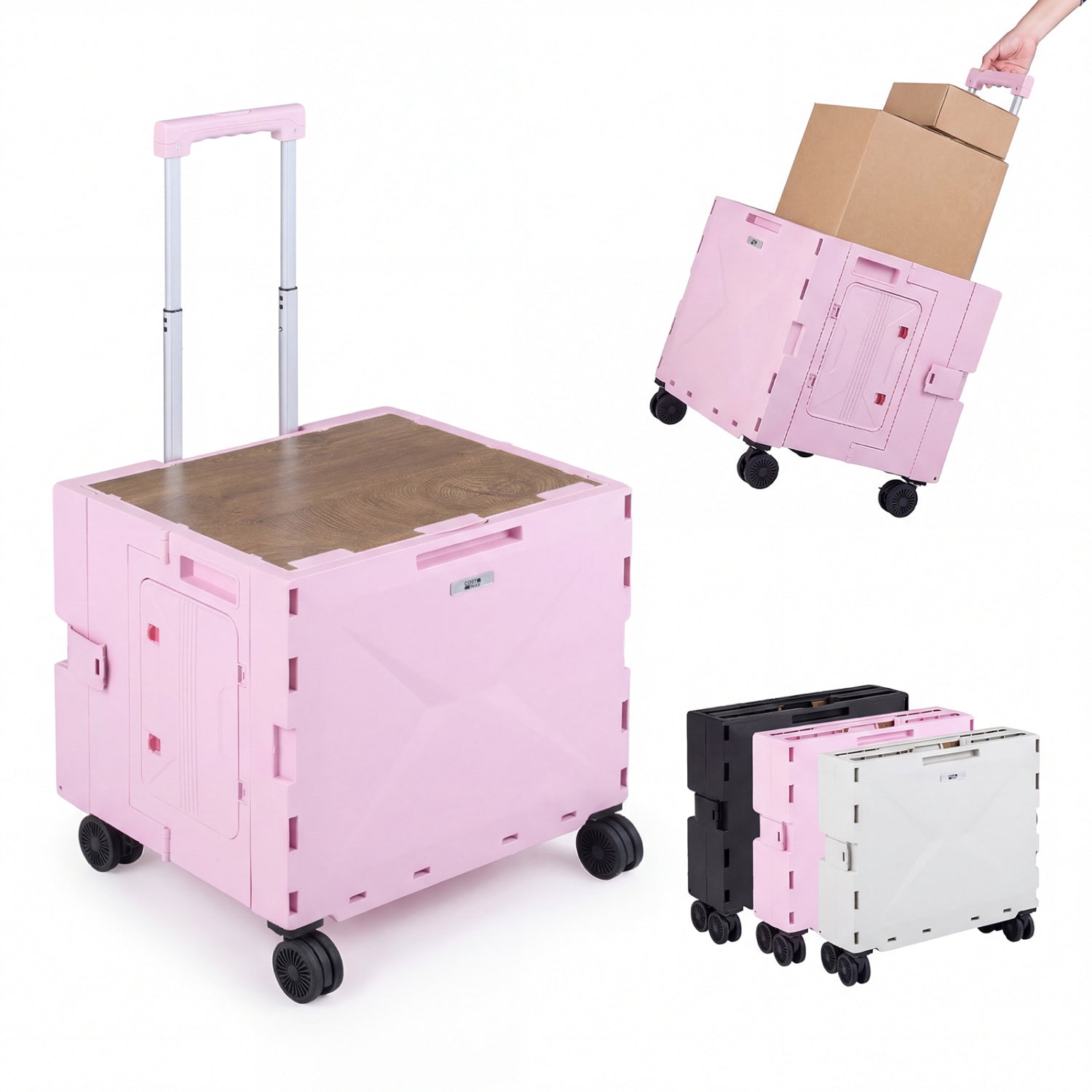 Foldable Utility Cart on 4 Rotate Wheels with Cup Holder - Energize Trek