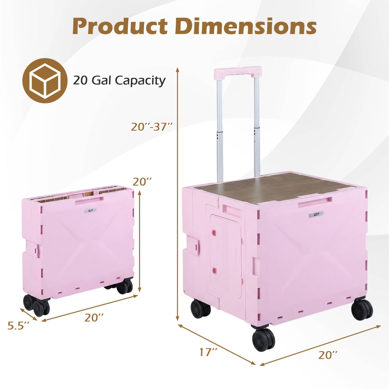 Foldable Utility Cart on 4 Rotate Wheels with Cup Holder - Energize Trek