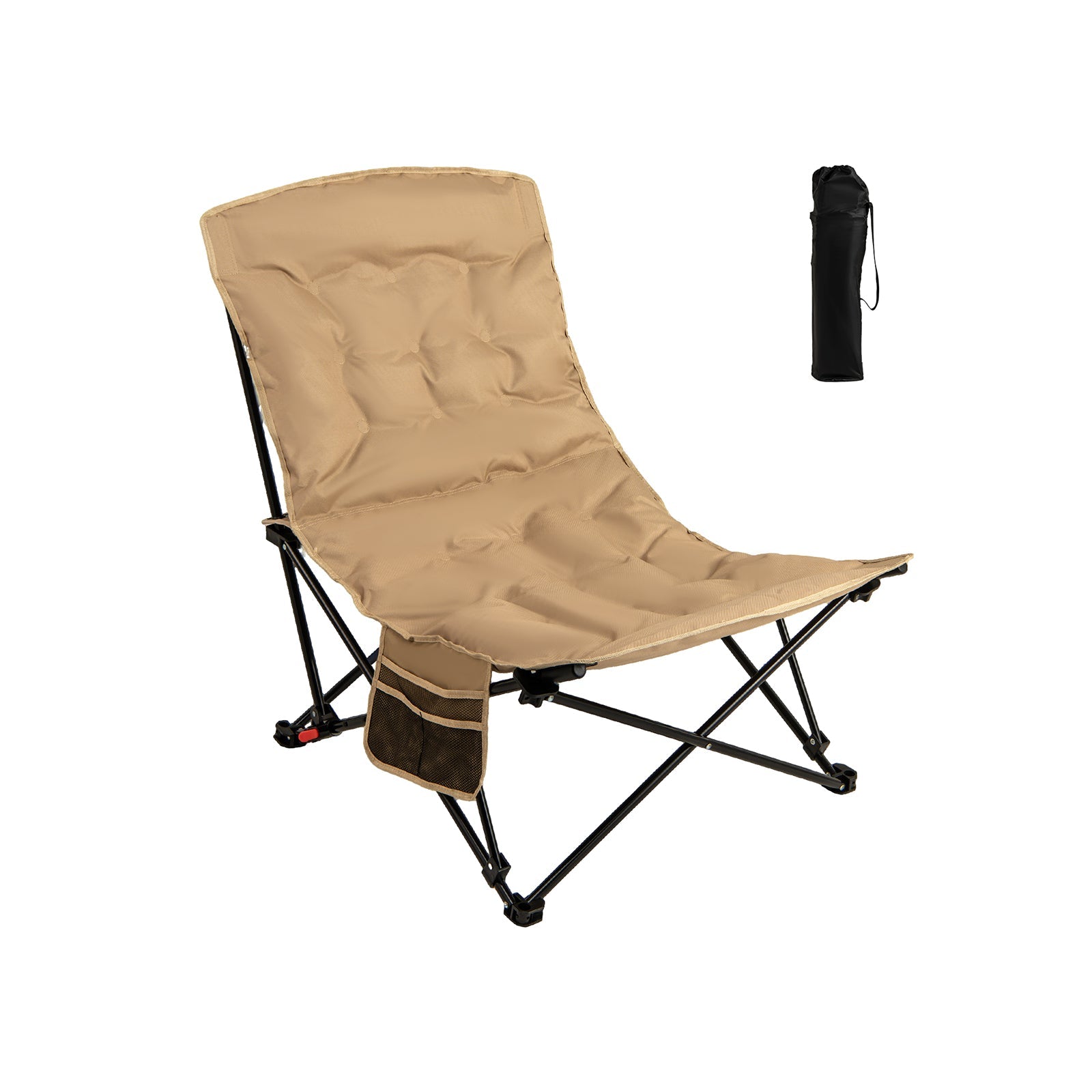 Folding Camping Chair for Adults with Adjustable Backrest and Carrying Bag-Khaki - Energize Trek