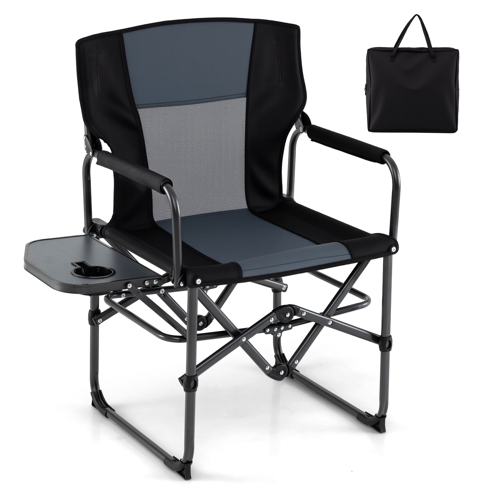 Folding Camping Chair with Side Table and Cup Holder with Carrying Bag - Energize Trek