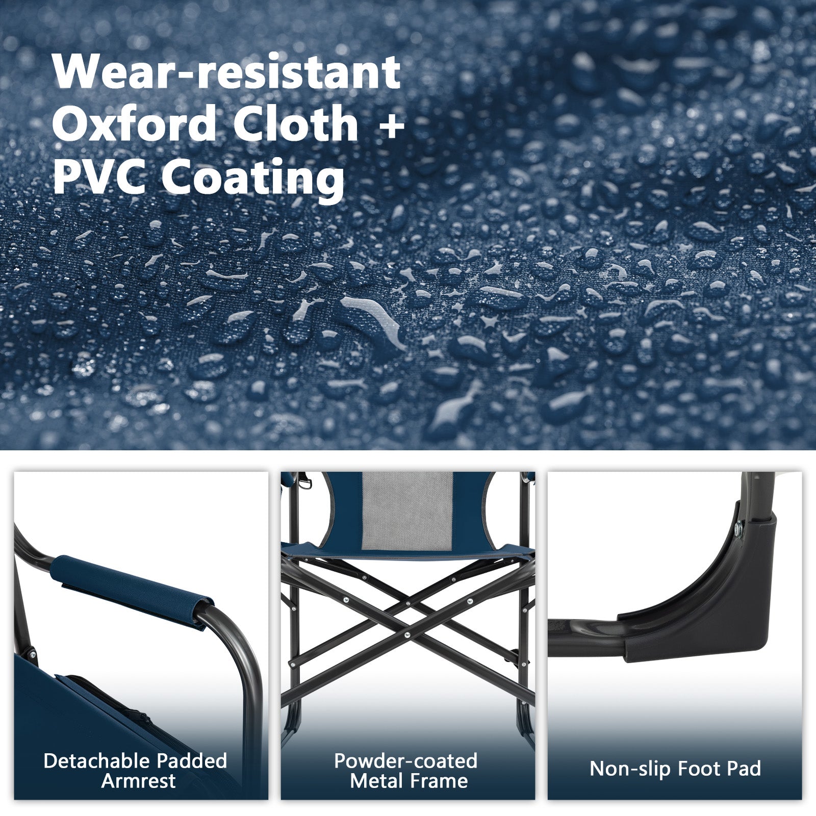 Folding Camping Directors Chair with Cooler Bag and Side Table - Energize Trek
