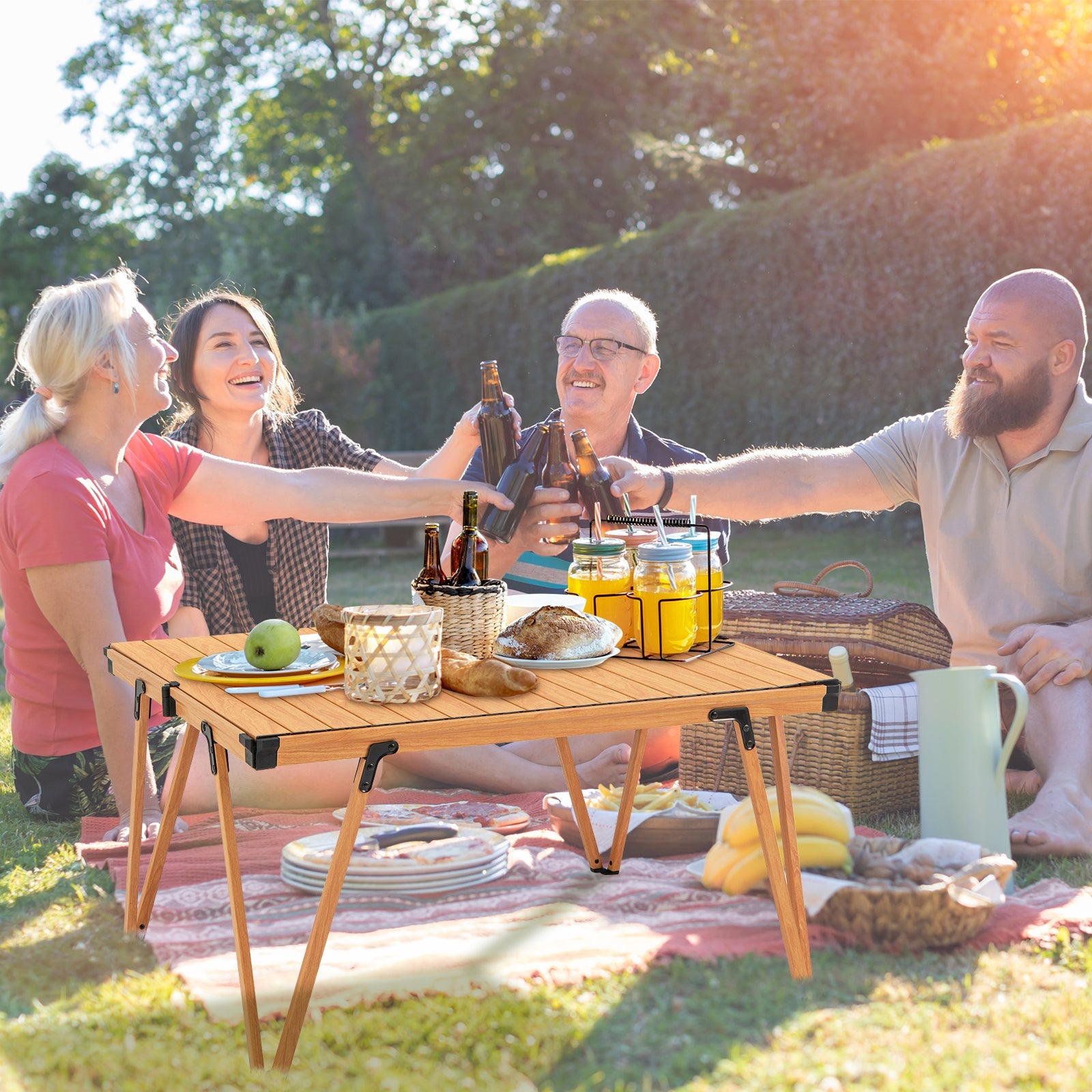 Folding Camping Table Picnic Table with Storage Bag and Waterproof Desktop - Energize Trek
