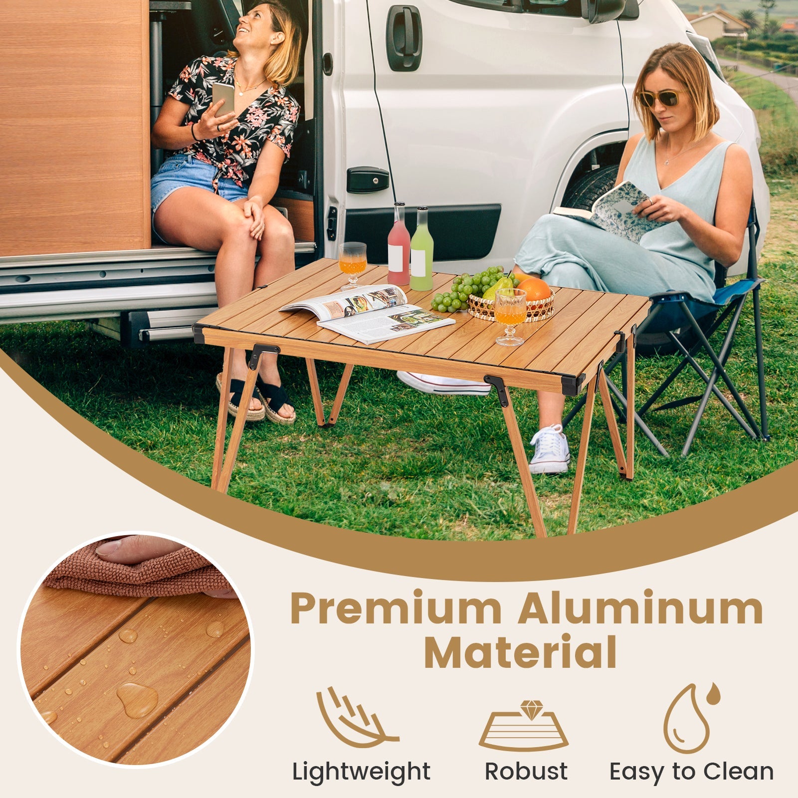 Folding Camping Table Picnic Table with Storage Bag and Waterproof Desktop - Energize Trek