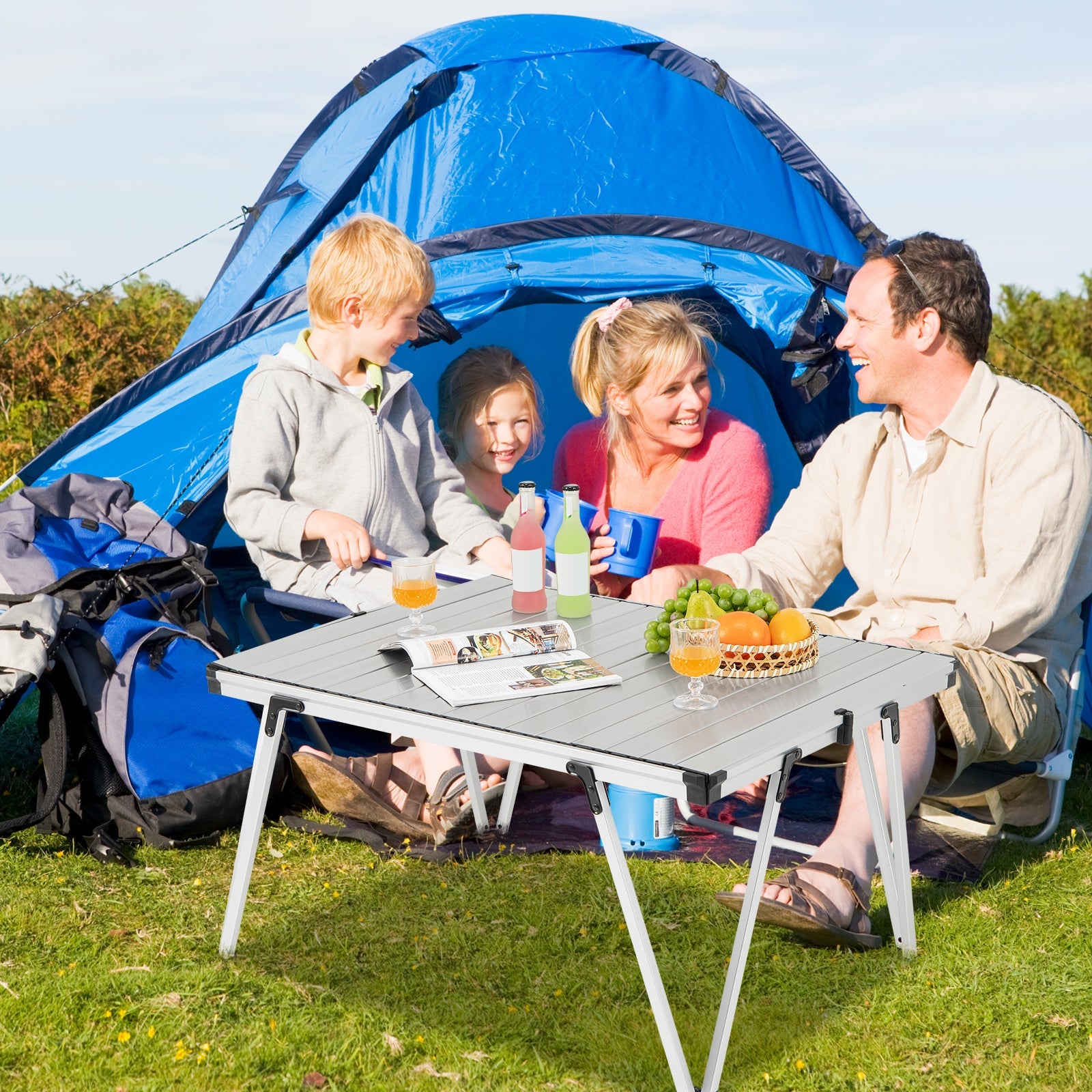 Folding Camping Table Picnic Table with Storage Bag and Waterproof Desktop - Energize Trek