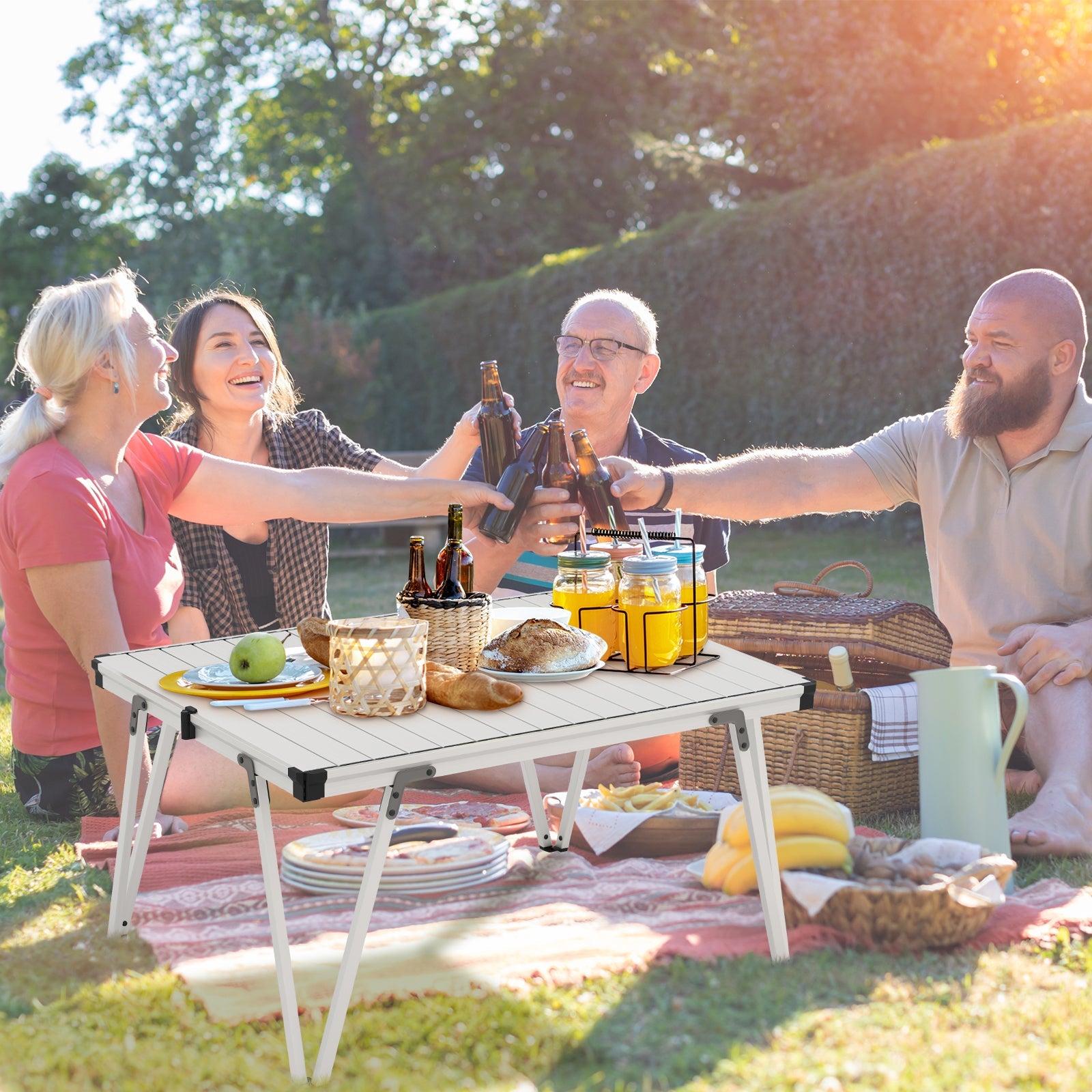 Folding Camping Table Picnic Table with Storage Bag and Waterproof Desktop - Energize Trek