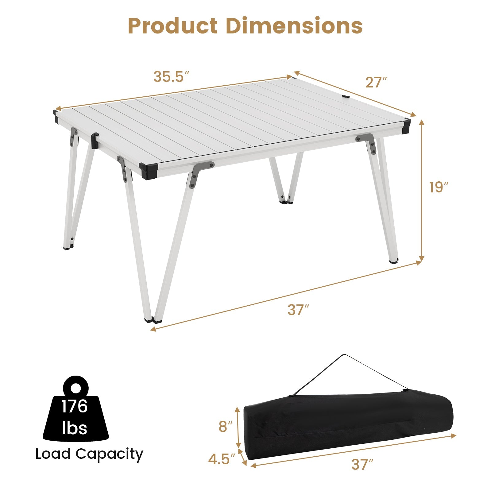 Folding Camping Table Picnic Table with Storage Bag and Waterproof Desktop - Energize Trek