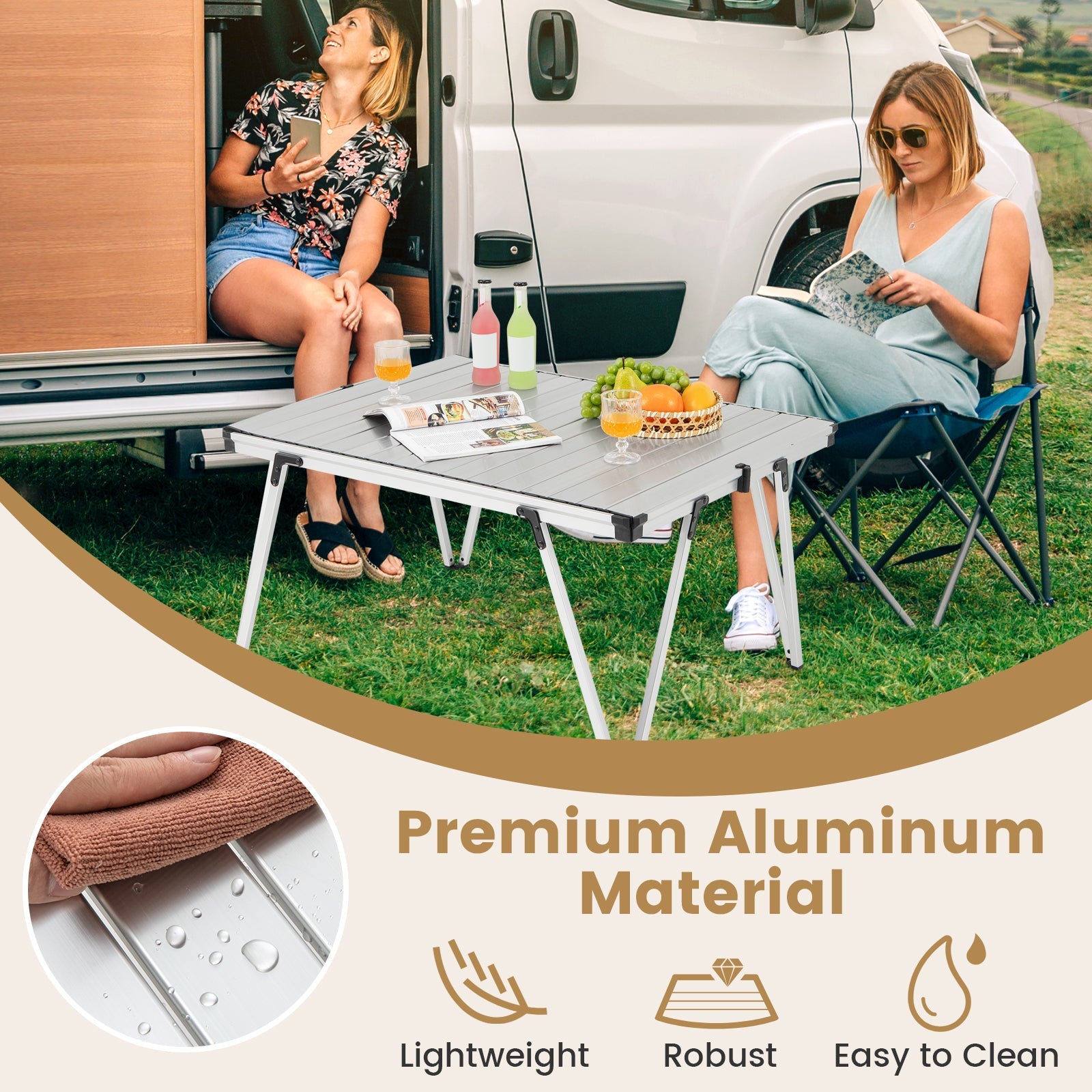 Folding Camping Table Picnic Table with Storage Bag and Waterproof Desktop - Energize Trek