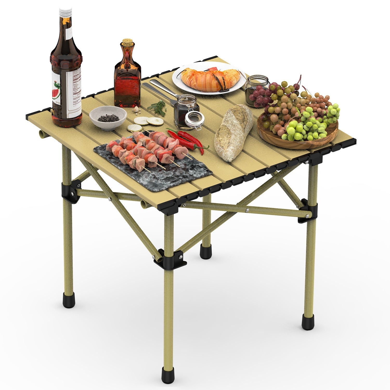 Folding Camping Table Portable Lightweight Carbon Steel Roll-up Picnic BBQ Desk with Carry Bag Heavy Duty for Outdoor Beach Backyard Party Patio Campi - Energize Trek