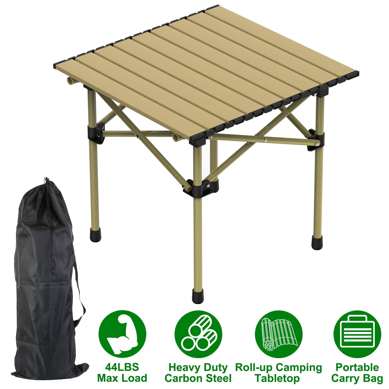 Folding Camping Table Portable Lightweight Carbon Steel Roll-up Picnic BBQ Desk with Carry Bag Heavy Duty for Outdoor Beach Backyard Party Patio Campi - Energize Trek