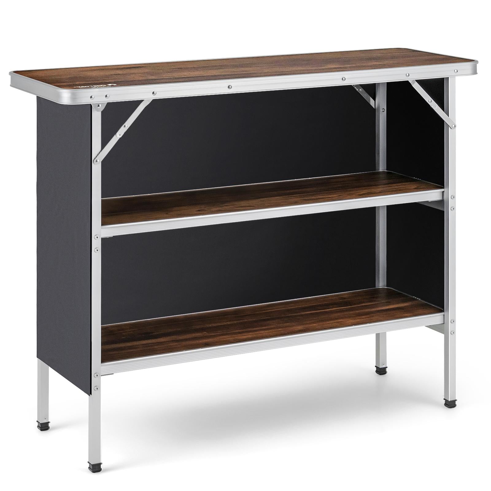 Folding Camping Table with 2-Tier Open Shelves for Outdoor BBQ - Energize Trek