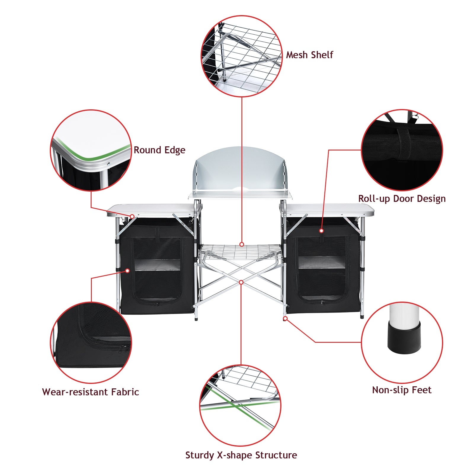 Folding Camping Table with Storage Organizer - Energize Trek