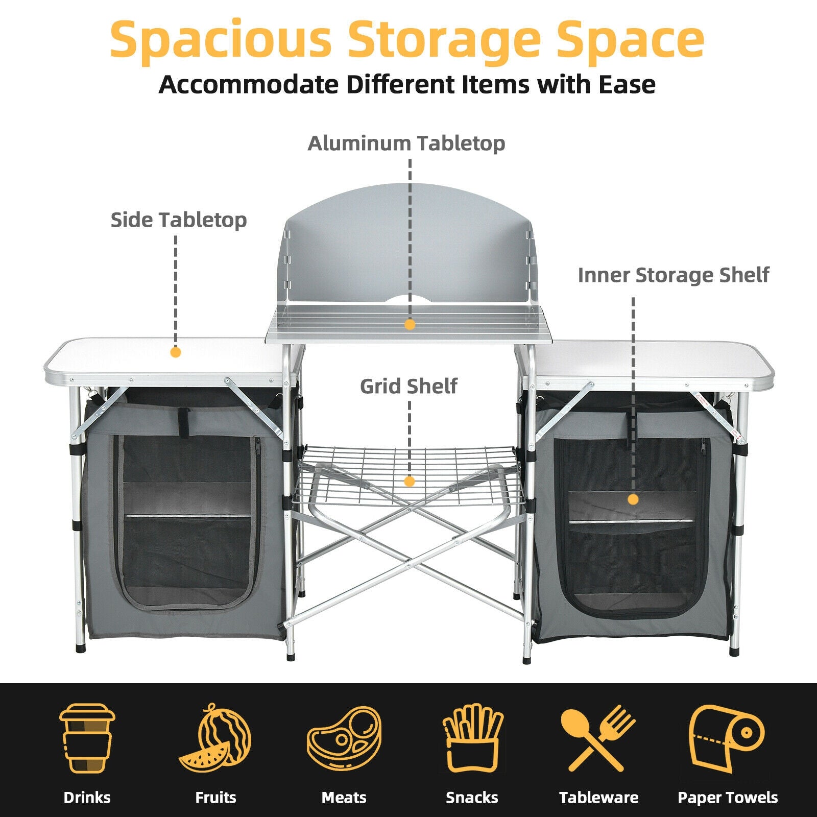 Folding Camping Table with Storage Organizer - Energize Trek