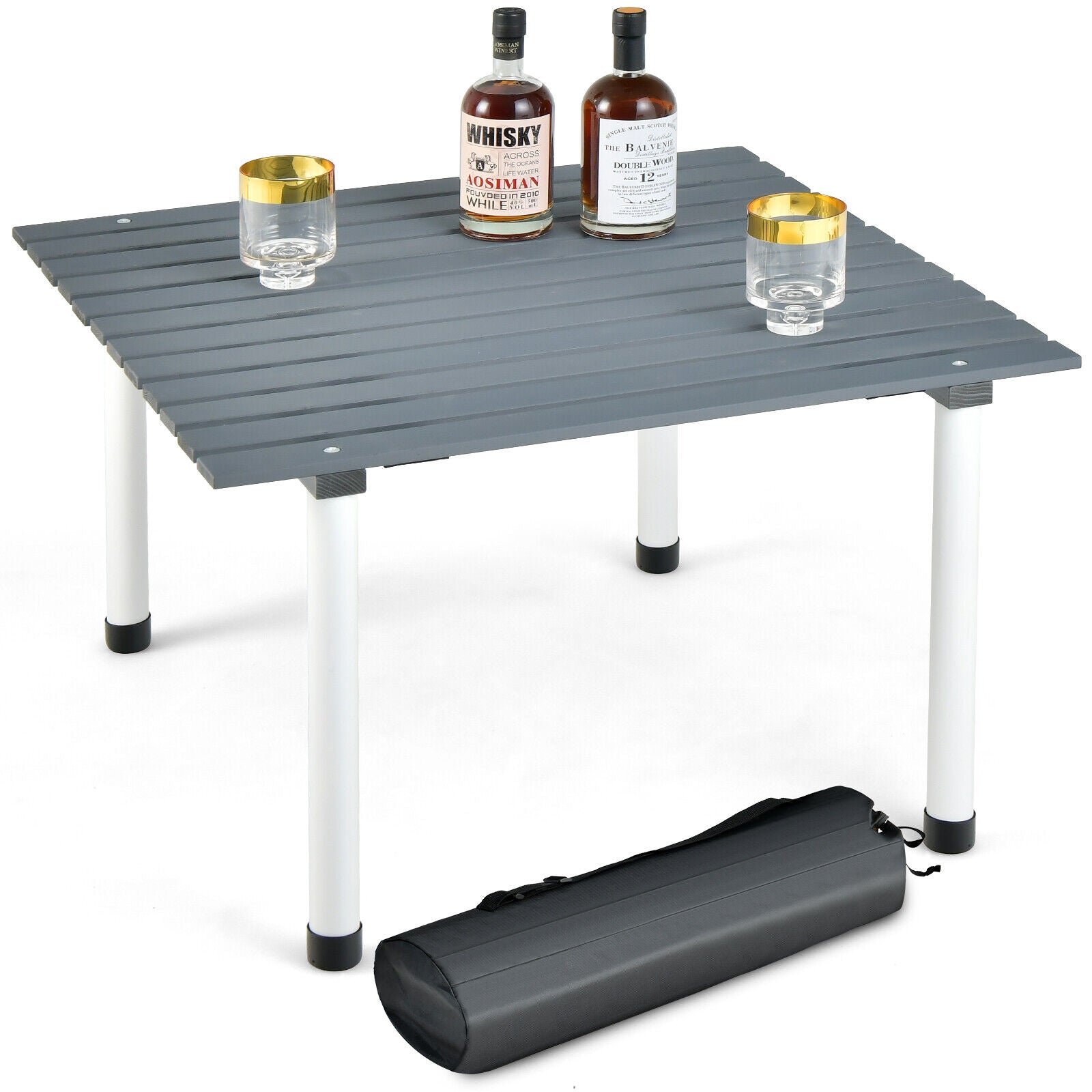 Folding Outdoor Camping Table with Carrying Bag for Picnics and Party-Gray - Energize Trek