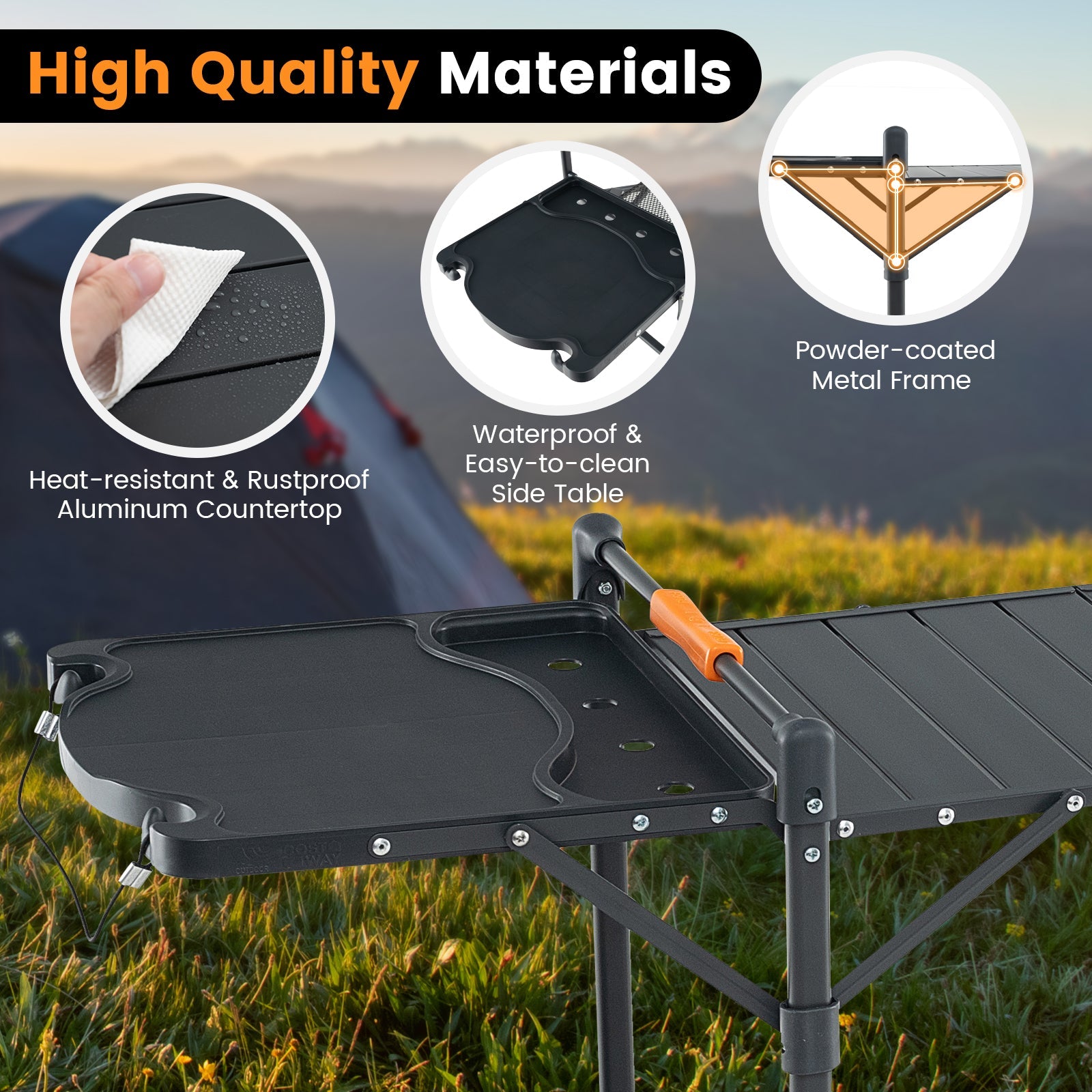 Folding Portable Outdoor Cook Station with Heat-Resistant Aluminum Tabletop - Energize Trek