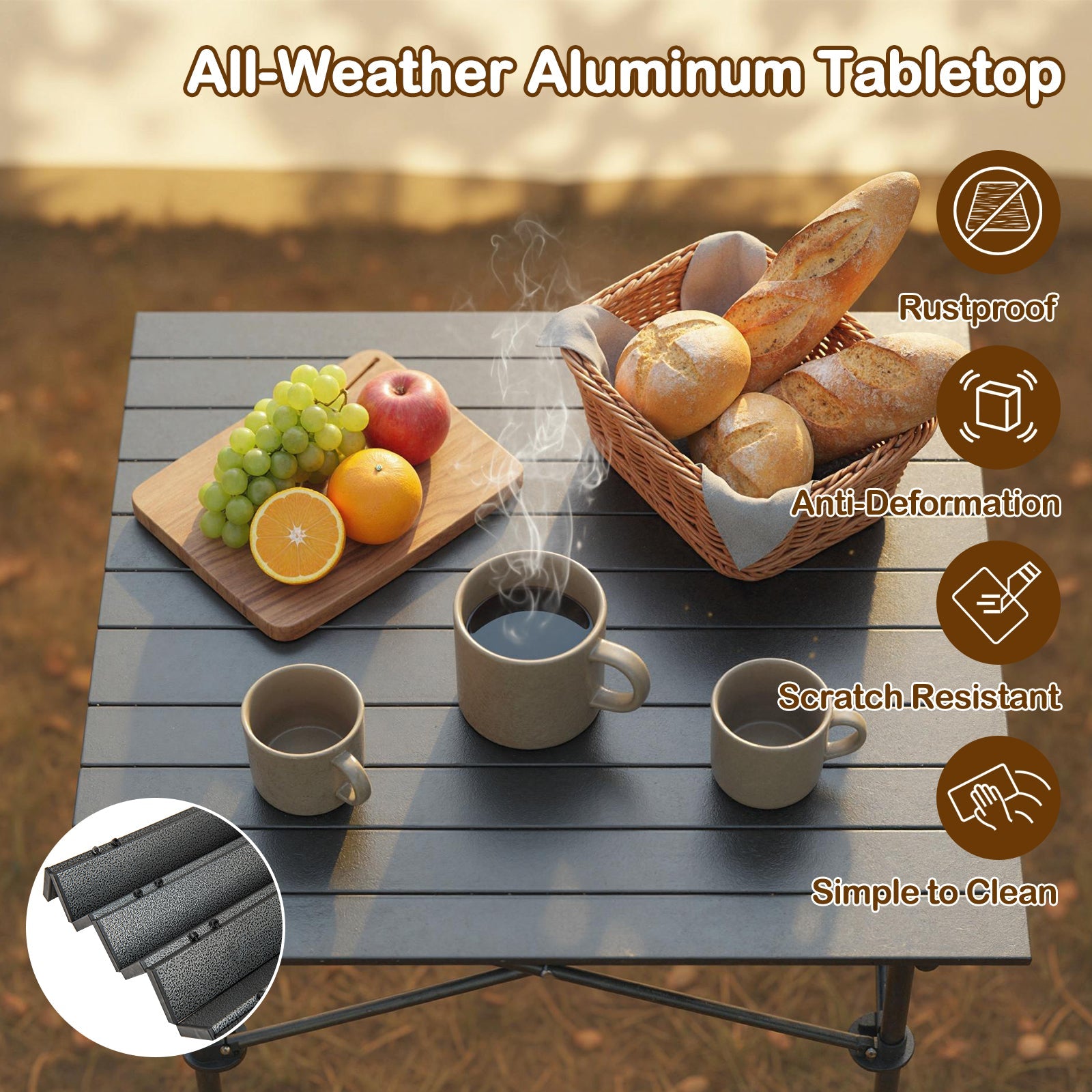 Folding Roll-up Camping Table with Metal Legs - Energize Trek