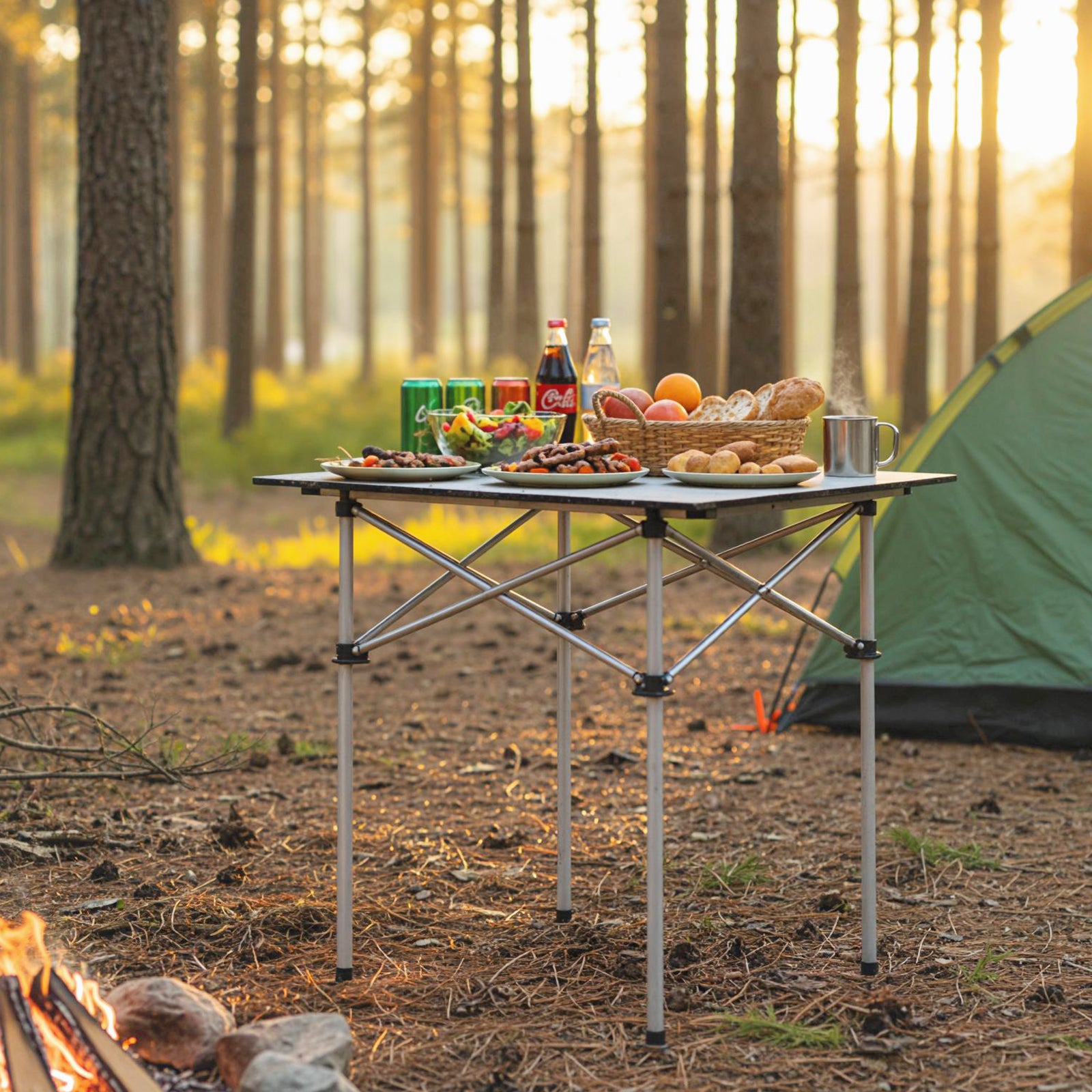 Folding Roll-up Camping Table with Metal Legs - Energize Trek