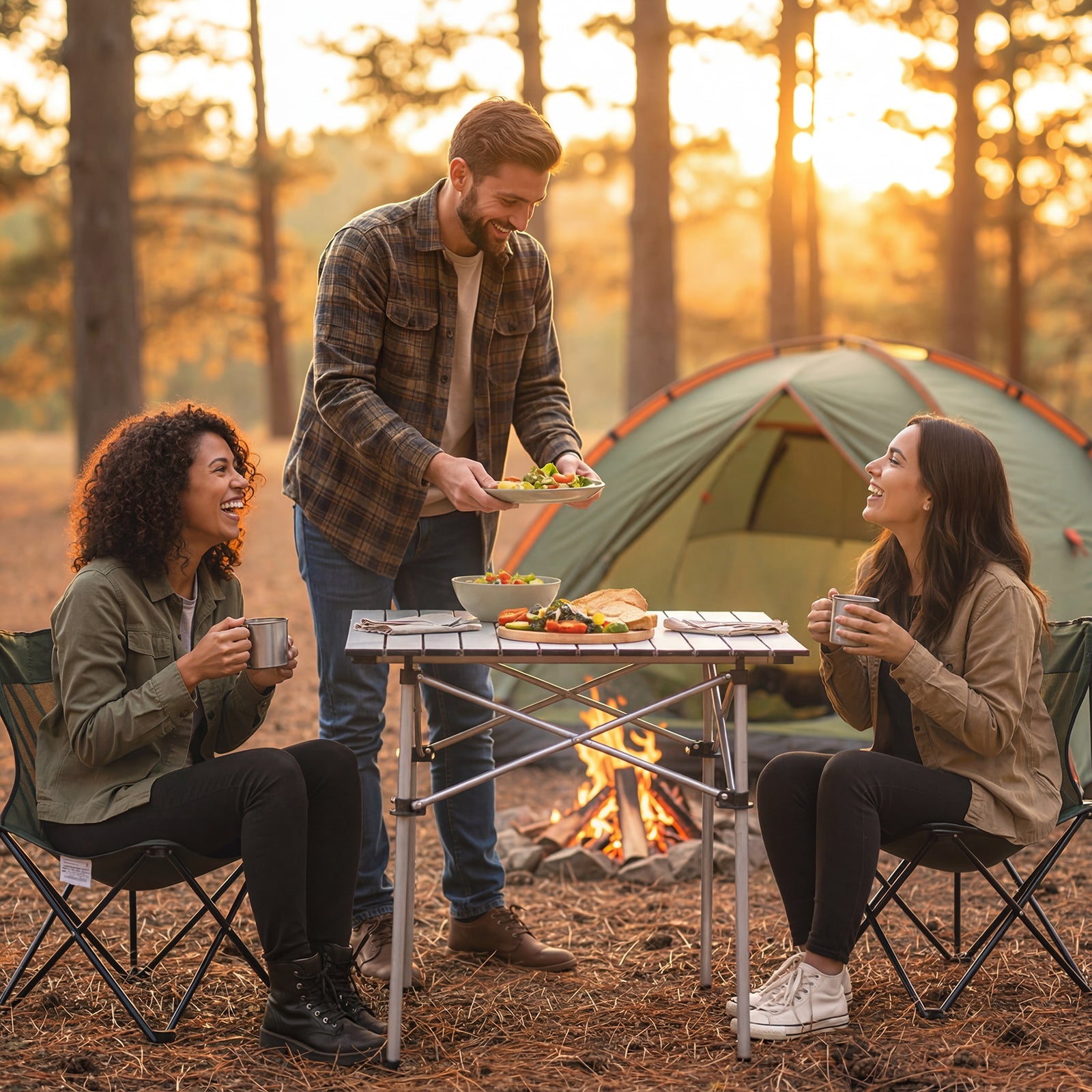 Folding Roll-up Camping Table with Metal Legs - Energize Trek