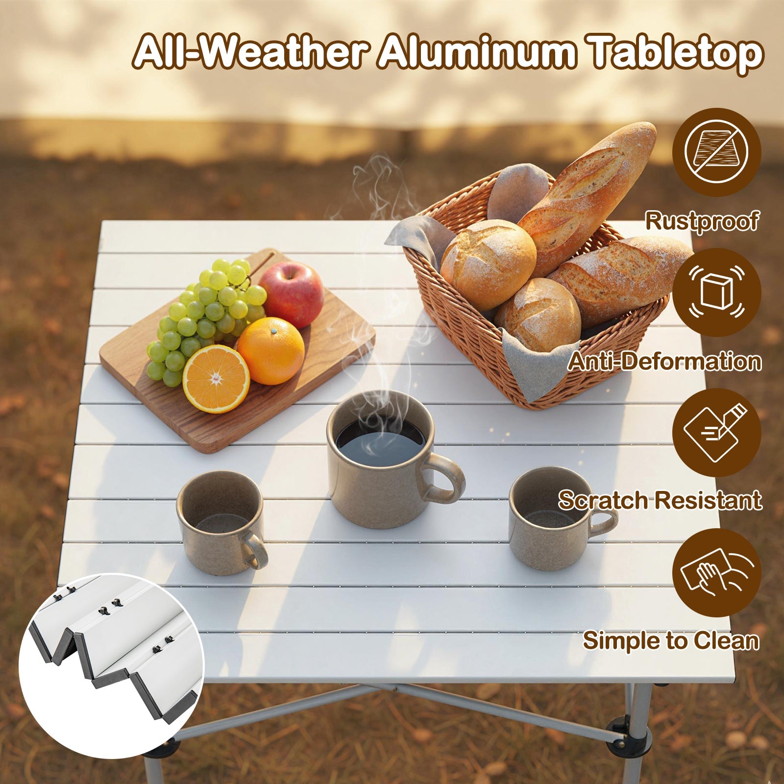 Folding Roll-up Camping Table with Metal Legs - Energize Trek