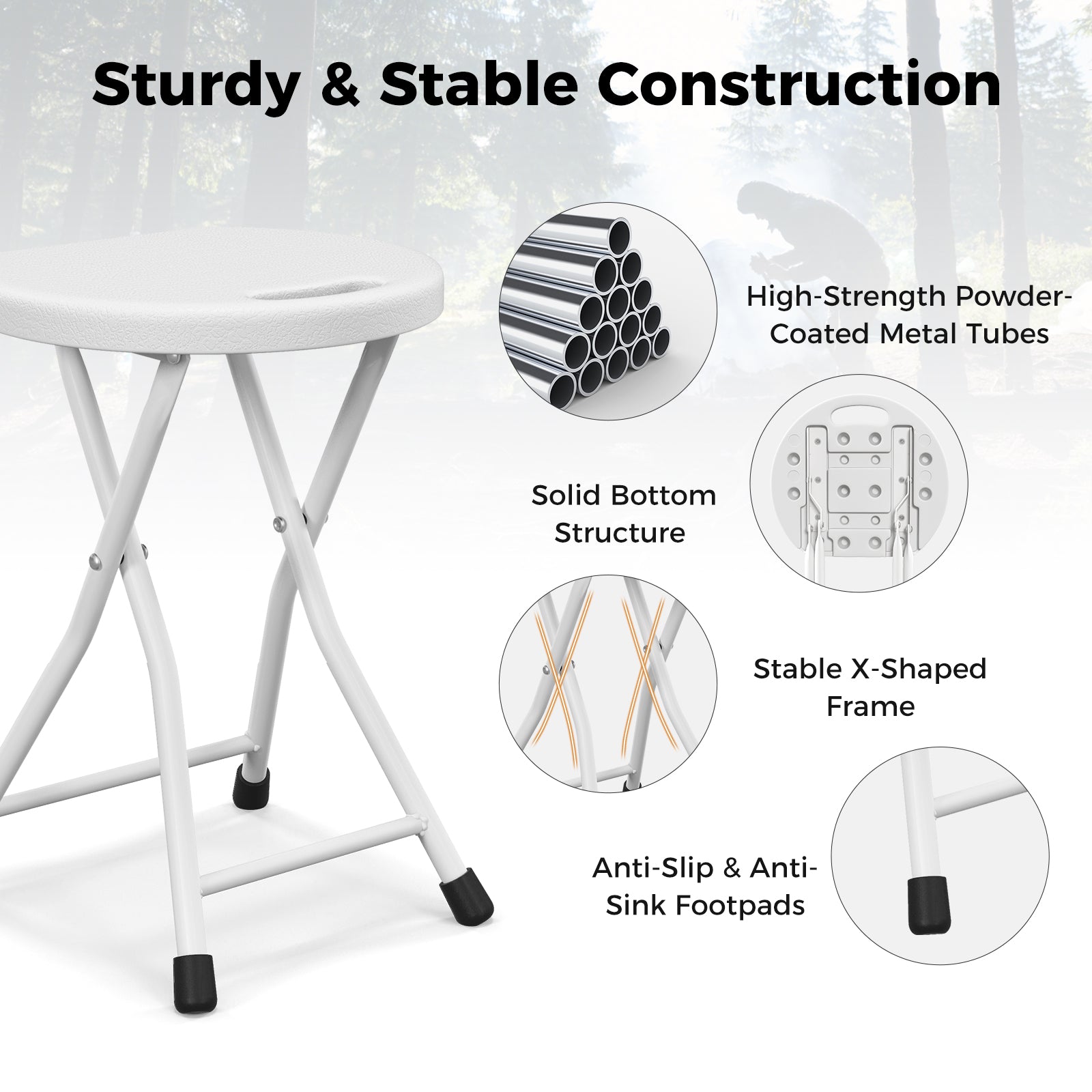 Folding Stool with Built-in Handle for Adults - Energize Trek