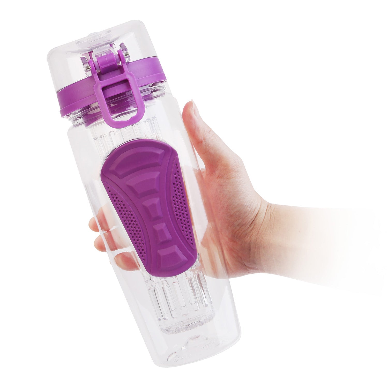 Fruit Infuser Water Bottle 32OZ Juice Shaker Sport w/ Flip Top Lid Anti-Slip Grips For Office Home Sport Running Walking Hiking - Energize Trek