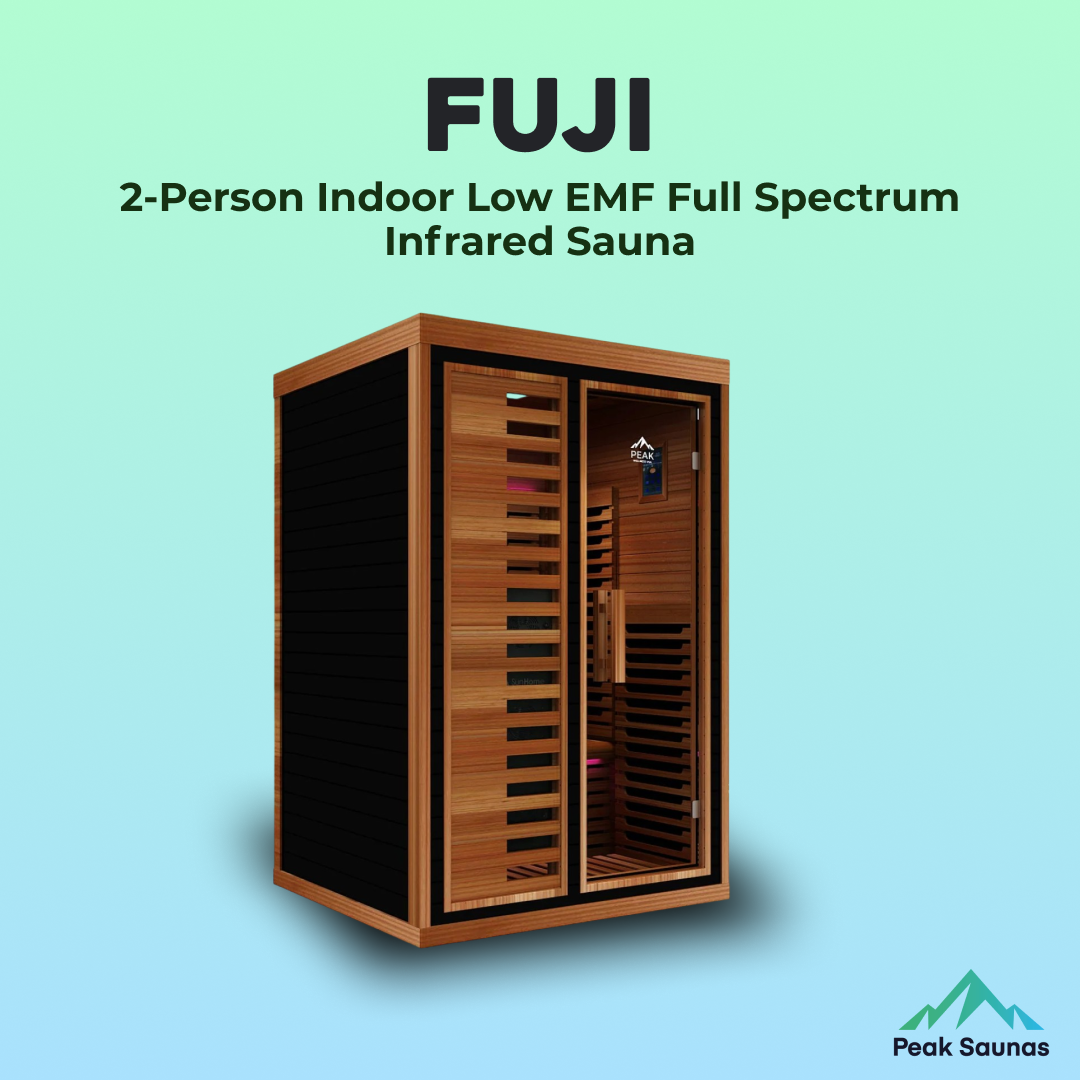 Peak Saunas Fuji 2-Person Full Spectrum Infrared Sauna with XL Medical-Grade Red Light Therapy & Smart WiFi App Control - Energize Trek