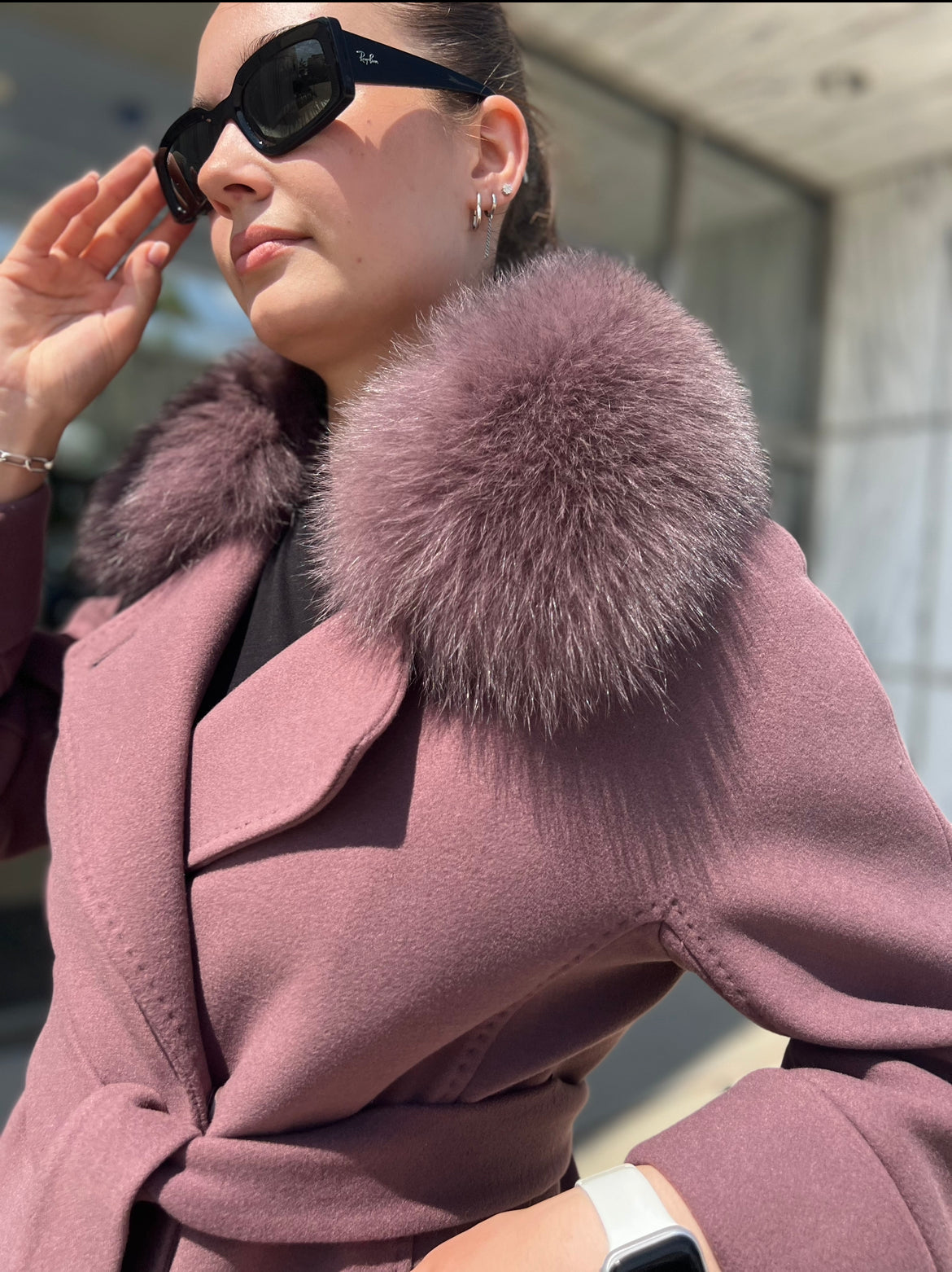 Genuine Polar Fox Tailored Cashmere Wool Coat - Energize Trek