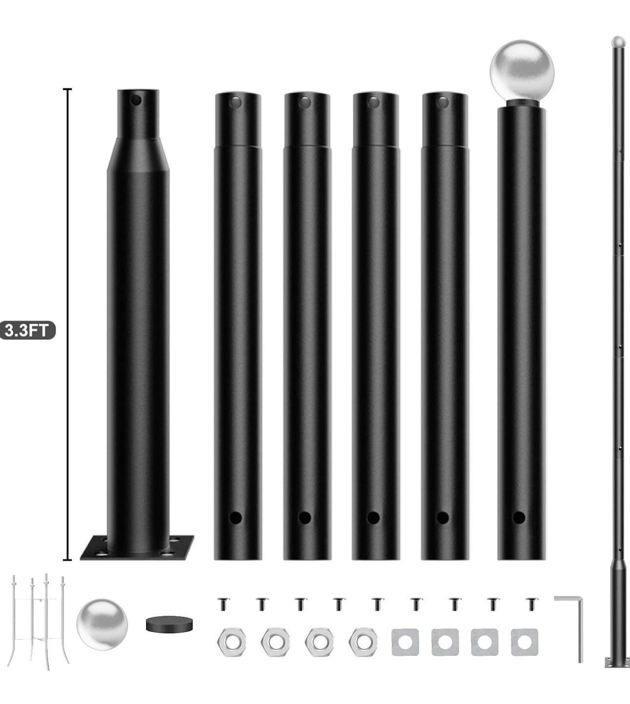 20Ft Commercial Grade Street/Parking/Flag Light Pole, Aluminum + Cage  1-Pack - Energize Trek