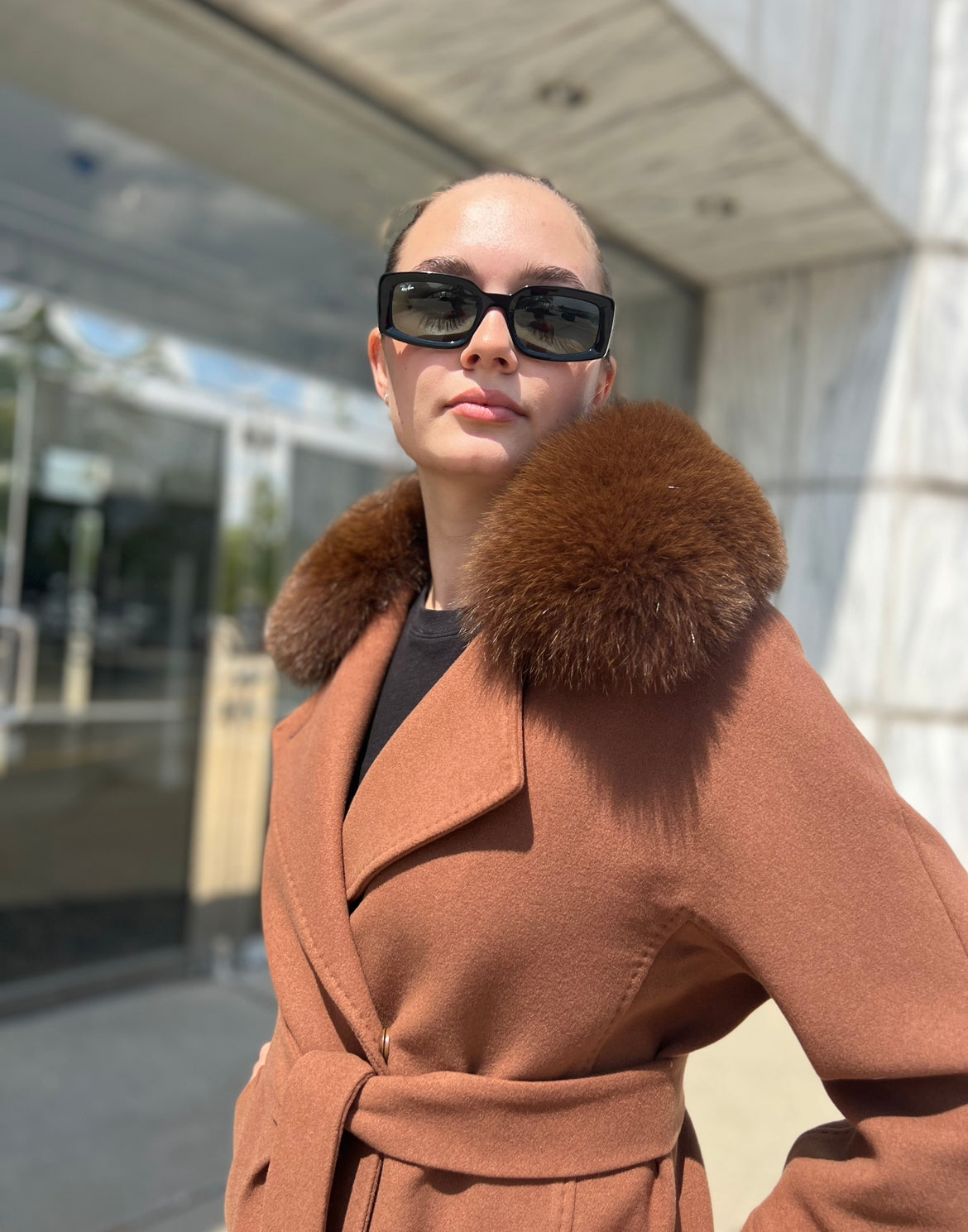Genuine Polar Fox Tailored Cashmere Wool Coat - Energize Trek