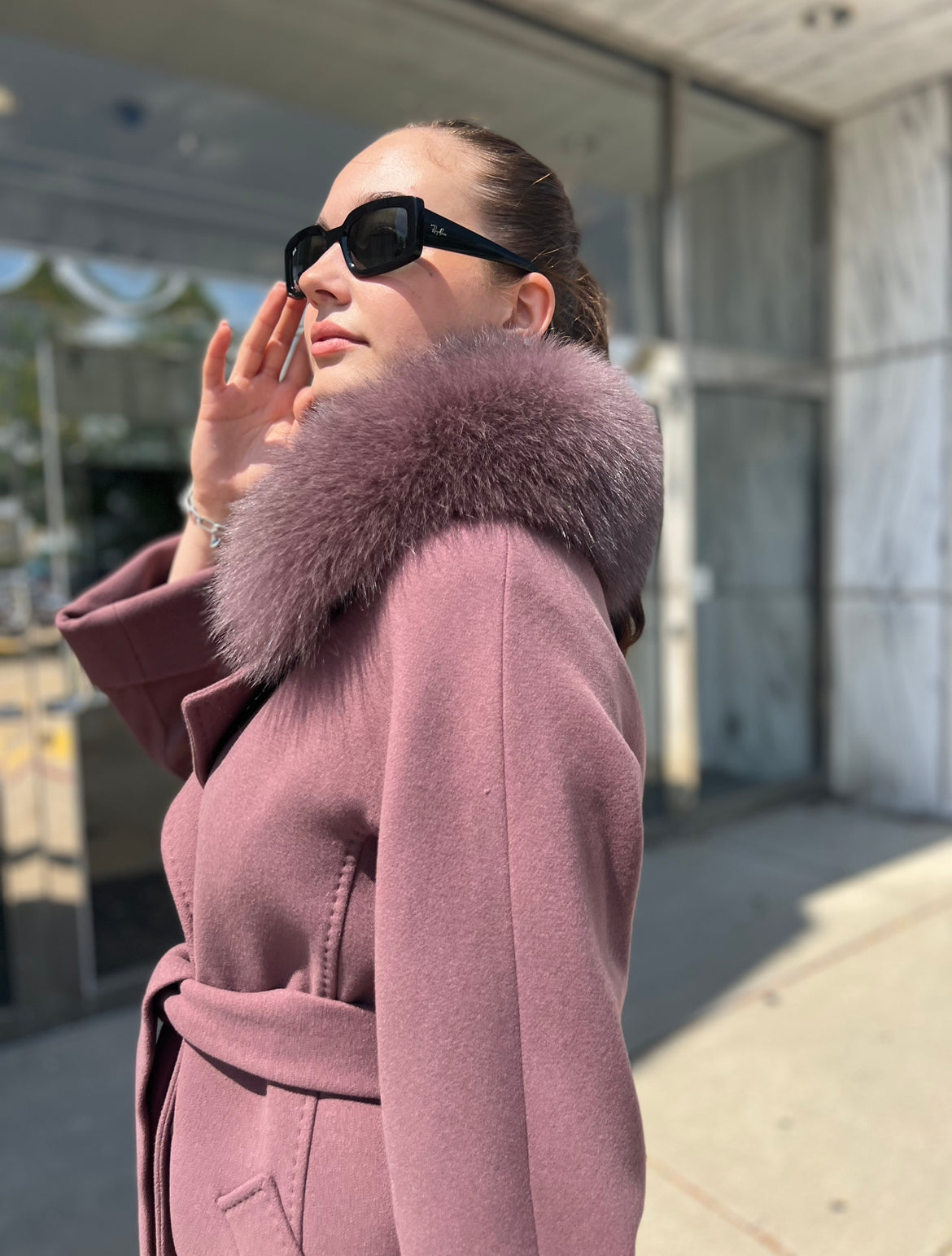 Genuine Polar Fox Tailored Cashmere Wool Coat - Energize Trek