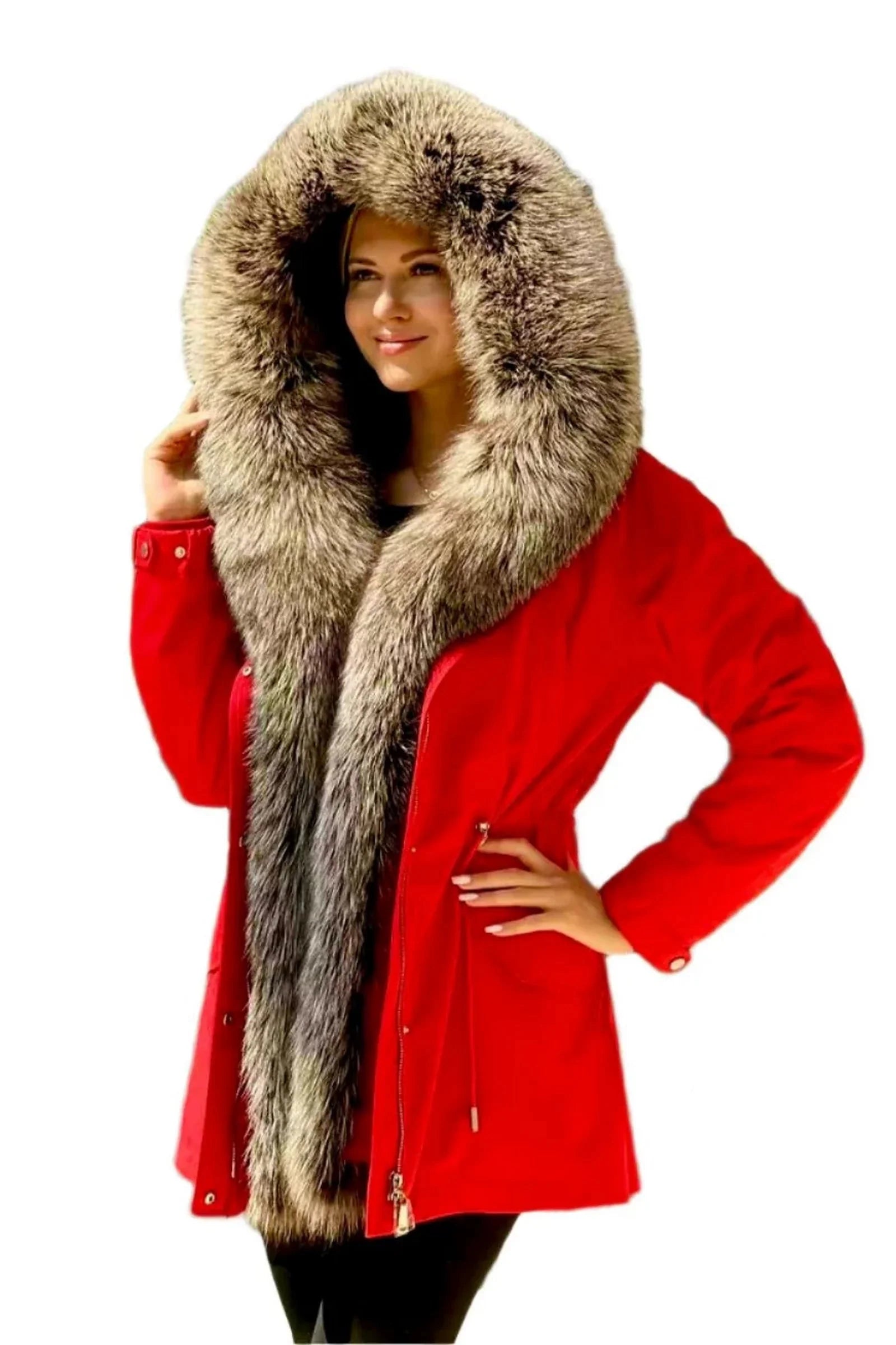 Genuine Silver Fox Fur Trim Rabbit Fur Insulated Parka - Energize Trek