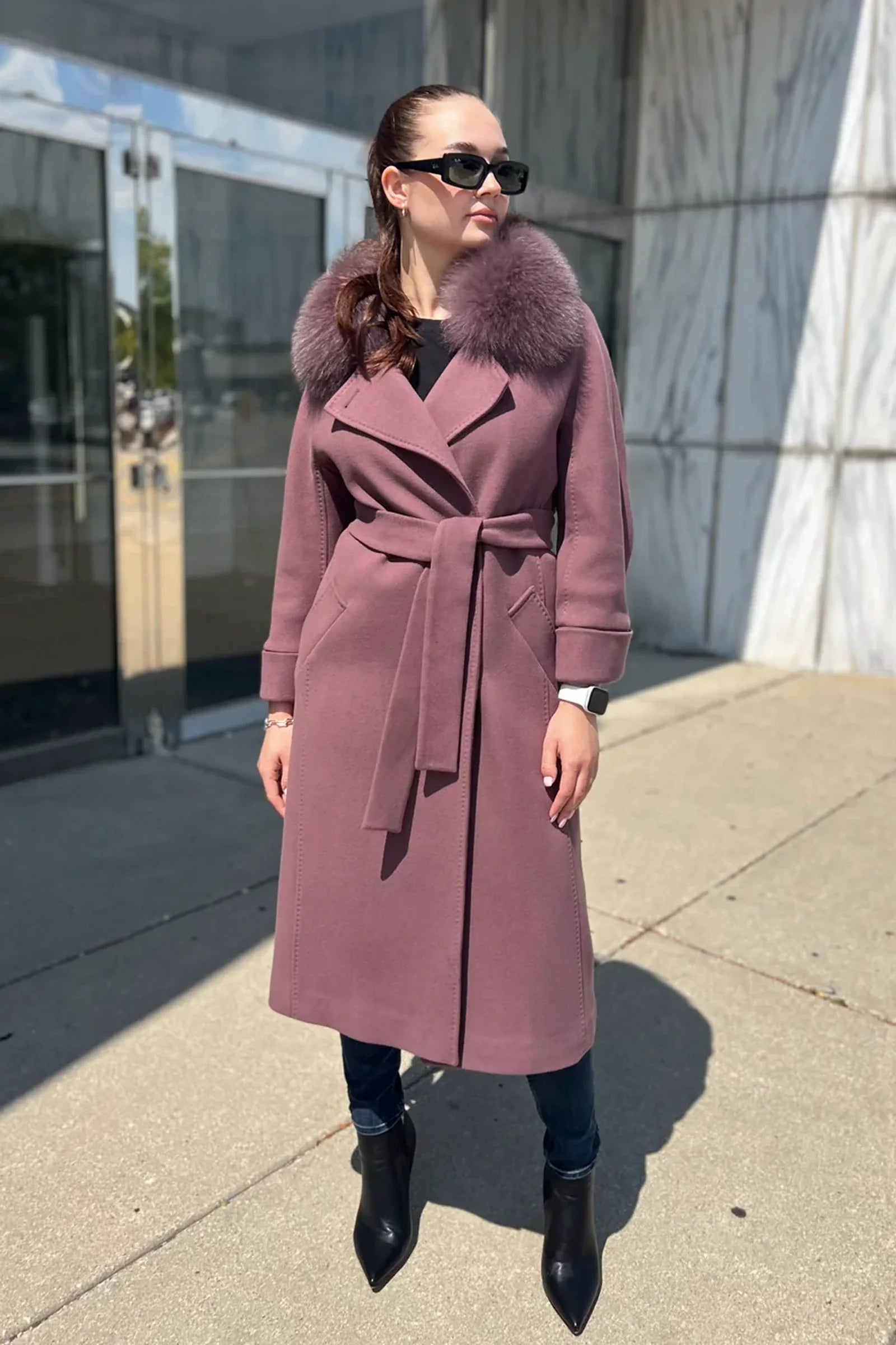 Genuine Polar Fox Tailored Cashmere Wool Coat - Energize Trek