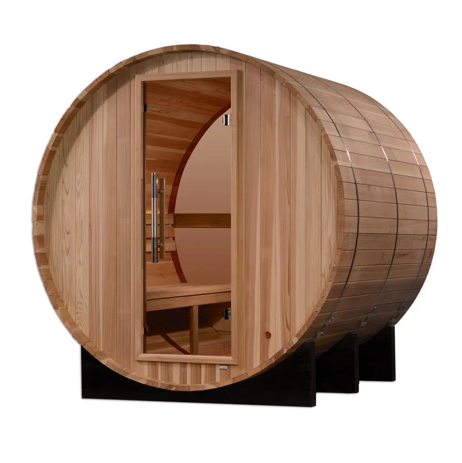 Golden Designs Zurich – 4 person Indoor Traditional Sauna – Hemlock, Touchscreen, Bluetooth, LED Lighting - Energize Trek