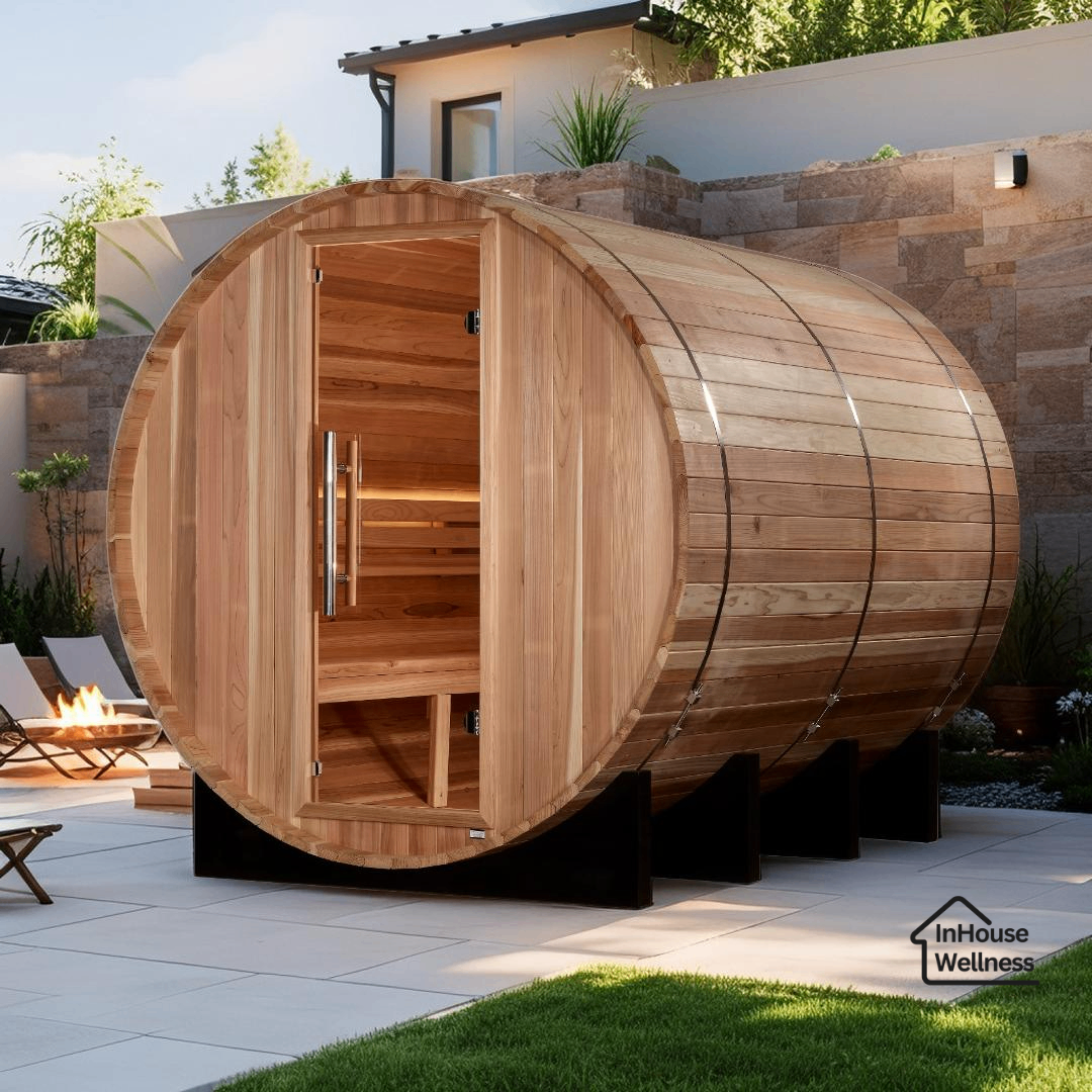 Golden Designs "Klosters" 6-Person Outdoor Barrel Traditional Sauna - Energize Trek