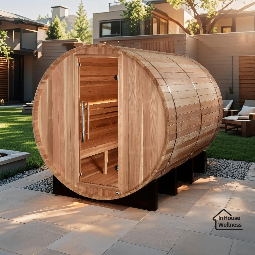 Golden Designs "Klosters" 6-Person Outdoor Barrel Traditional Sauna - Energize Trek
