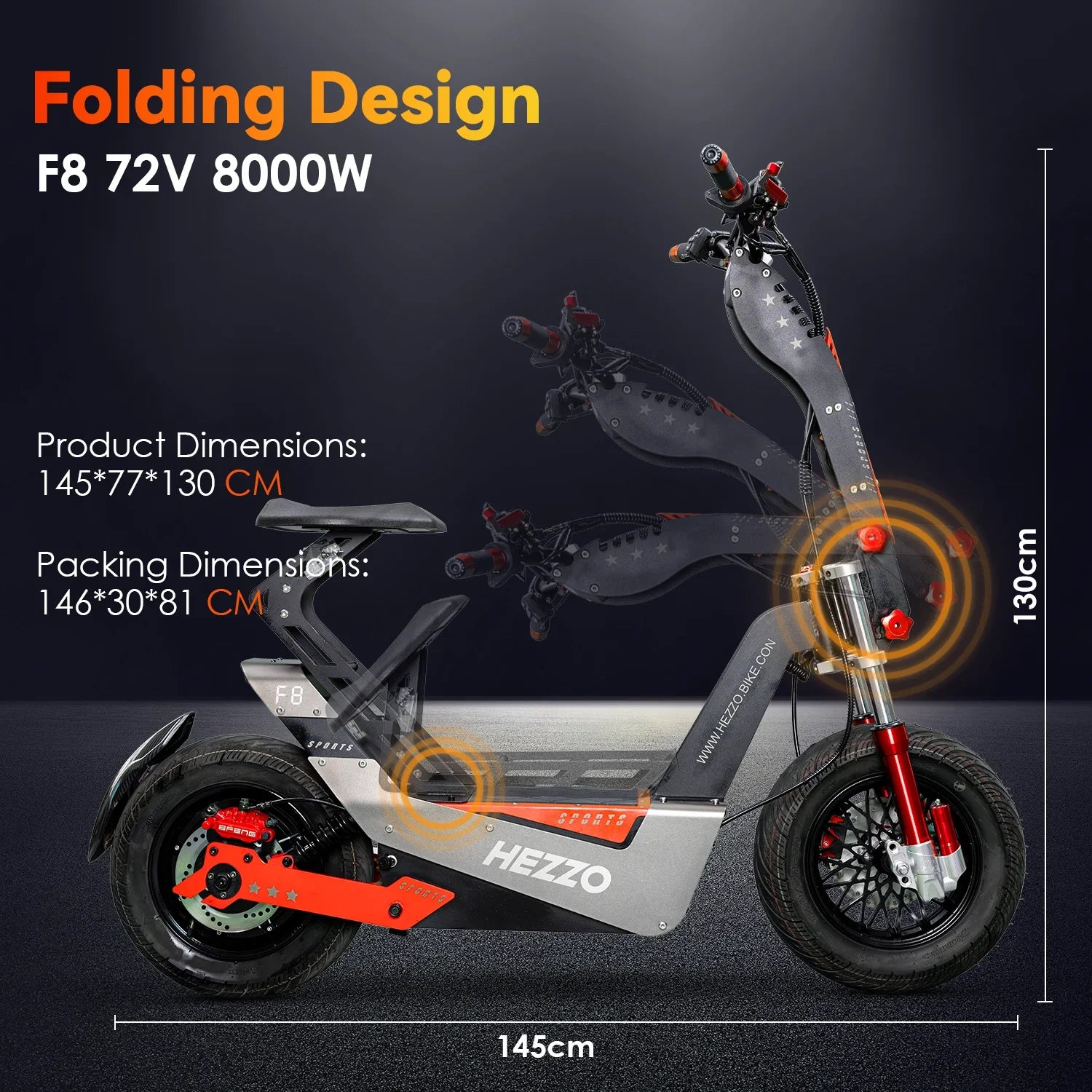 HEZZO-F8 Electric Scooter - 8000W Power, Max Speed 100 Km/h - Energize Trek
