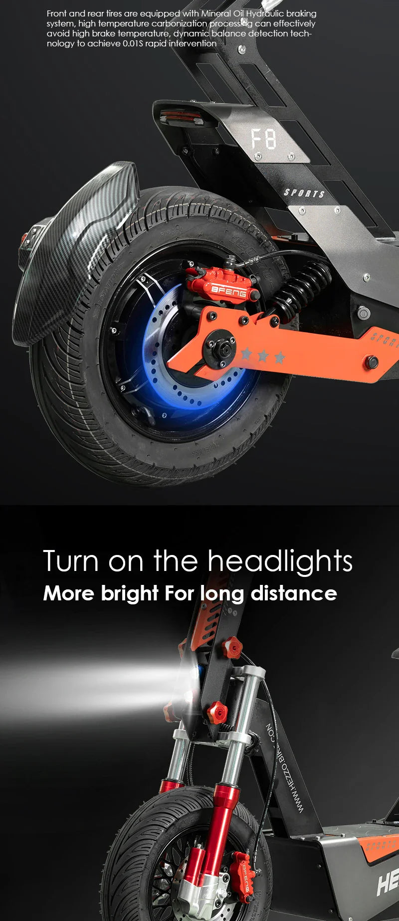 HEZZO-F8 Electric Scooter - 8000W Power, Max Speed 100 Km/h - Energize Trek
