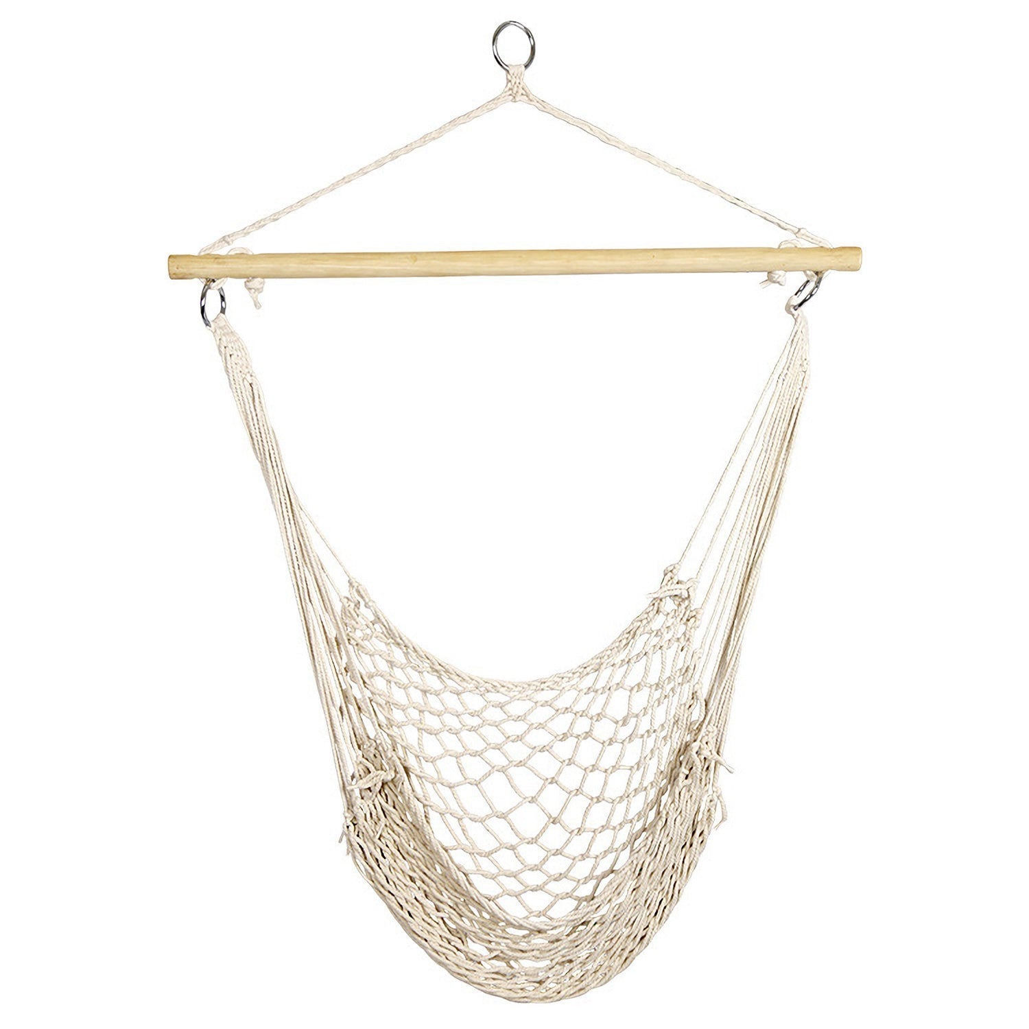 Hammock Chair Hanging Rope Seat Swing w/ Wooden Stick 220lbs Load for Patio Yard Porch Outdoor Bedroom Indoor - Energize Trek